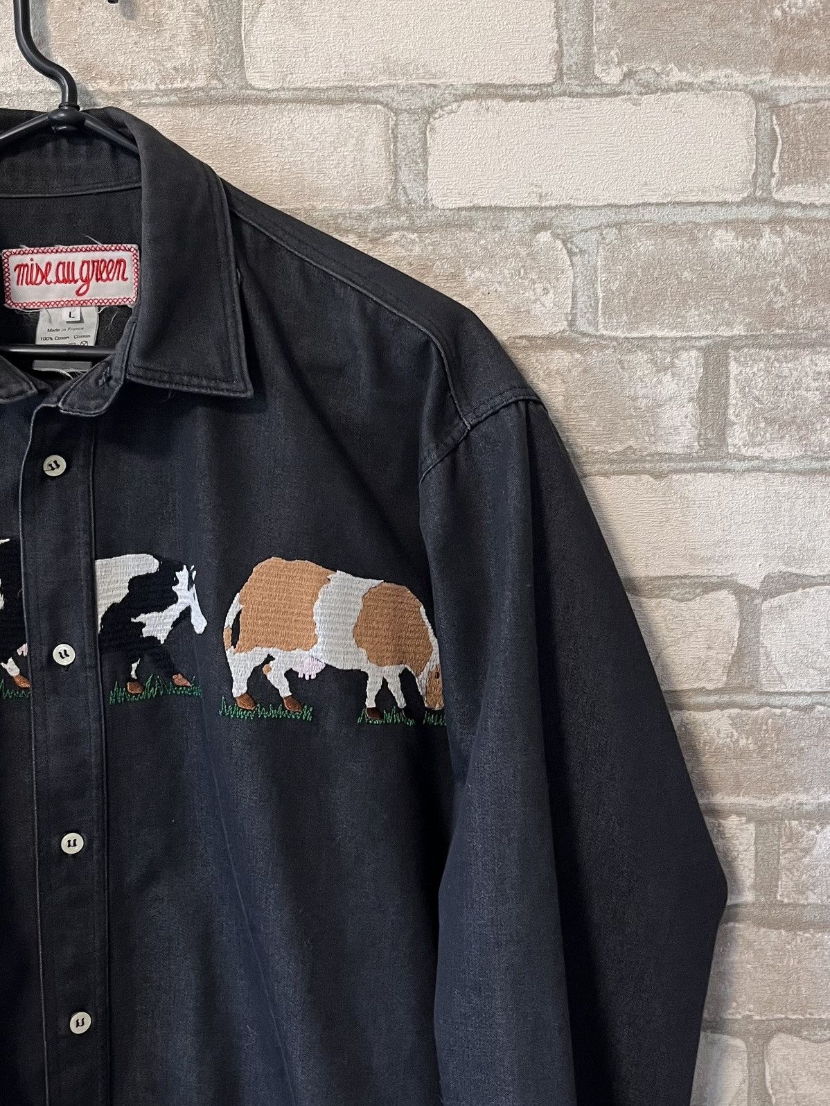If Six Was Nine × Vintage 🇫🇷Archive 1990s Mise au Green Cow Made in France Shirt Size US L / EU 52-54 / 3 - 3 Thumbnail