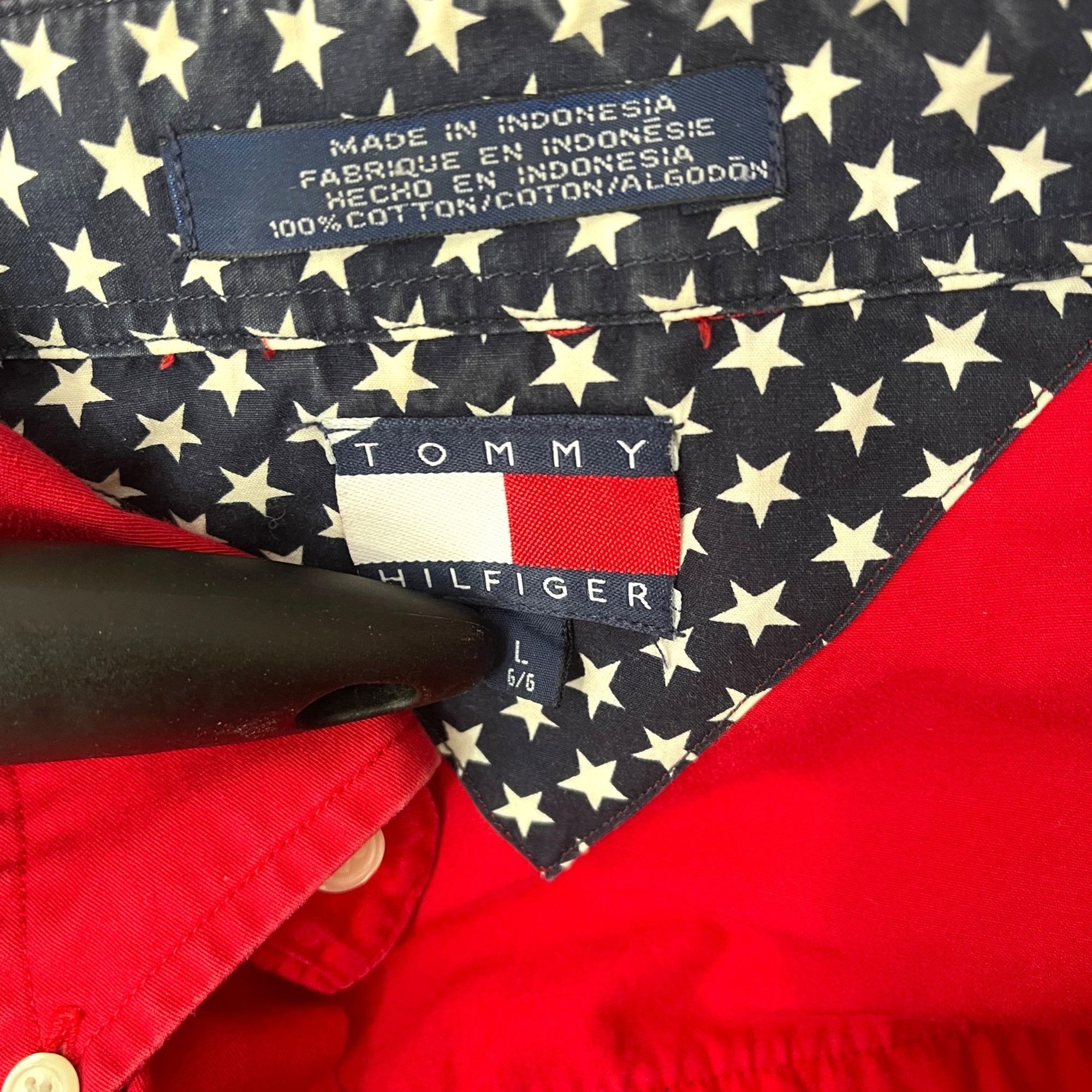 Vintage Tommy Hilfiger Button Down Red Shirt Patch XL