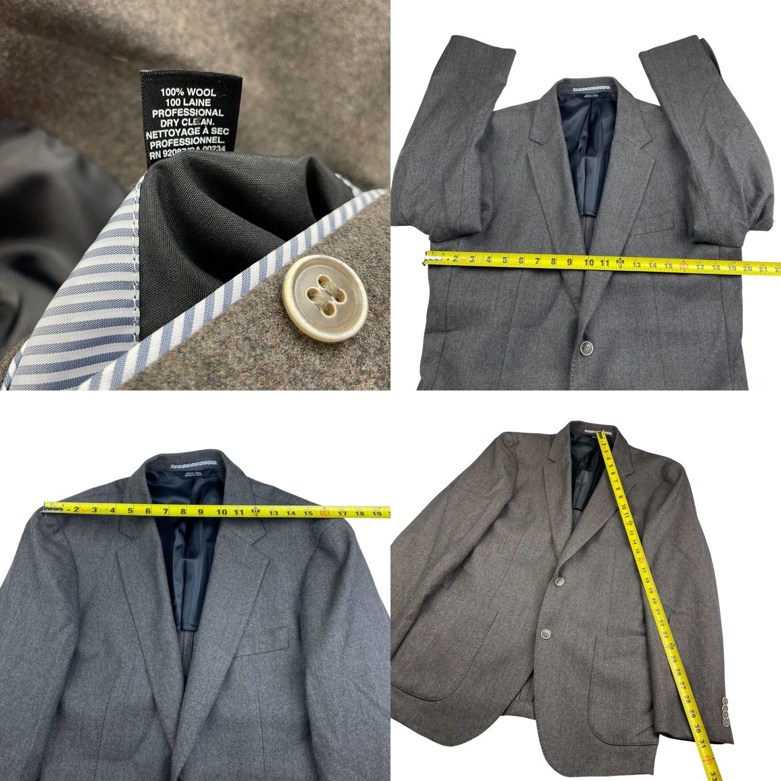 Saks Fifth Avenue Saks Fifth Avenue Blazer Men’s 40R Wool Brown Slim 2-Button Double-Vented Notch Lapel Regular Fit Dress Jacket Size 40R - 8 Thumbnail