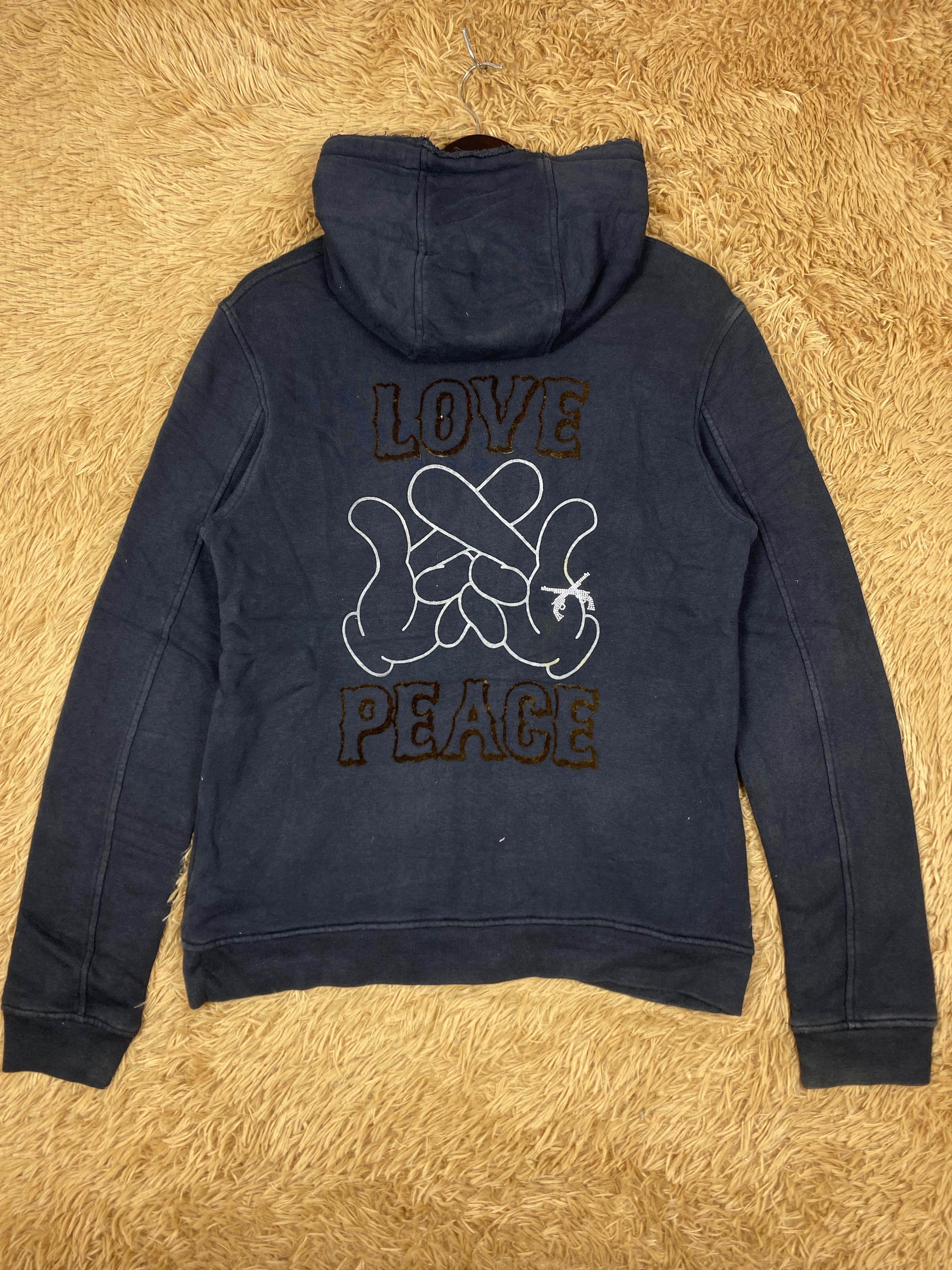Japanese Brand Vintage Love Peace Zip Up Hoodies DJ0879 Size US L / EU 52-54 / 3 - 5 Thumbnail