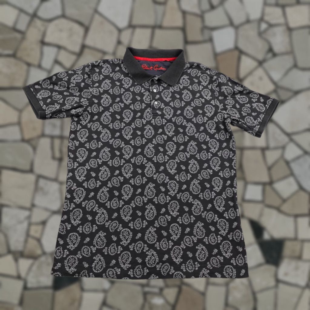 Robert Graham Robert Graham Polo Shirt Men Medium Black Gray Paisley Print Pique Cotton Casual Size US M / EU 48-50 / 2 - 1 Thumbnail
