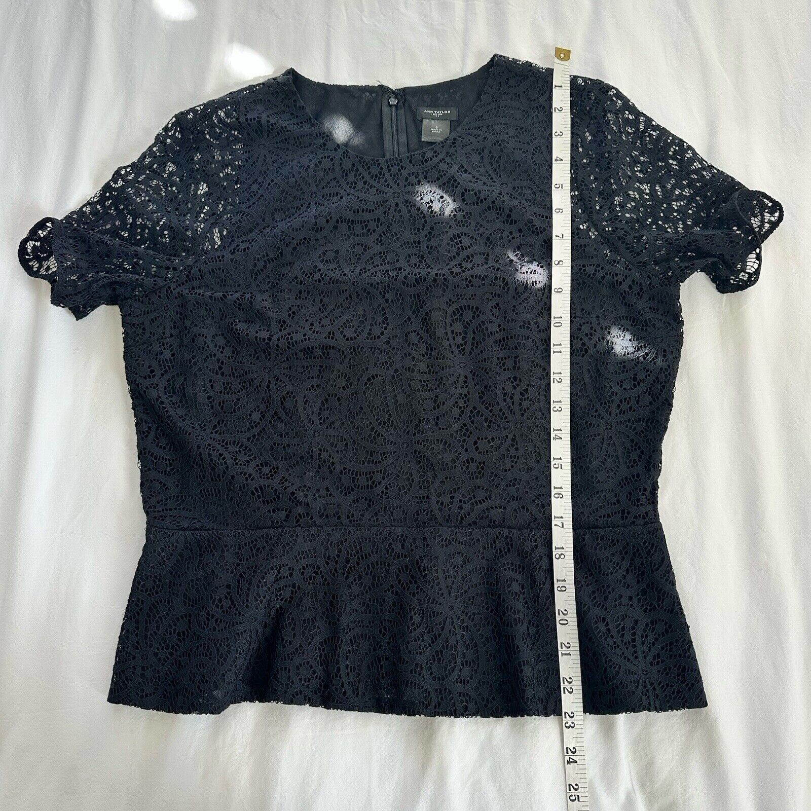 Ann Taylor Ann Taylor Black Lace Peplum Blouse Size US 8 NWOT Size M / US 6-8 / IT 42-44 - 11 Thumbnail