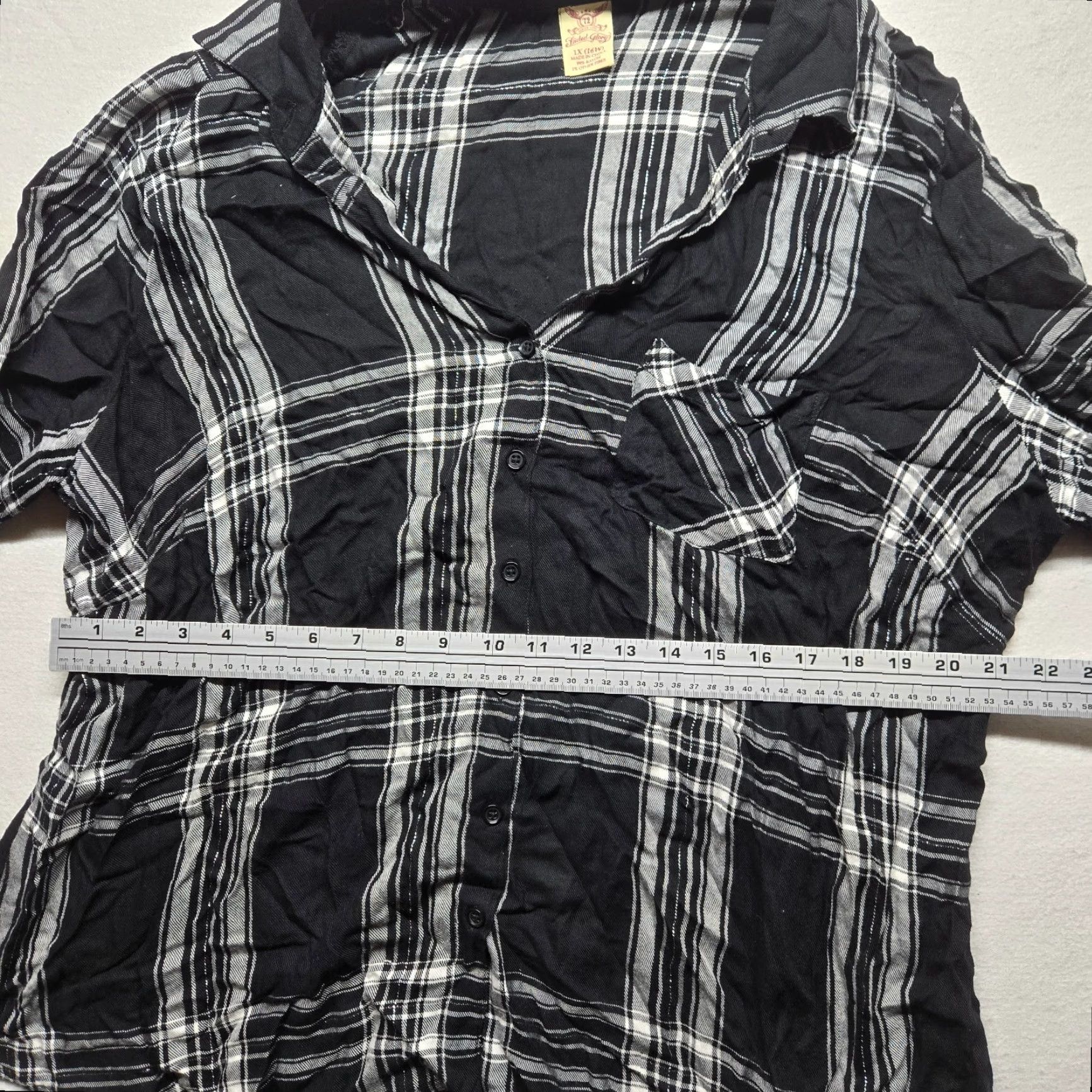 Faded Glory Faded Glory Plus Size 16W Black White Plaid Long Sleeve Button-Up Shirt Womens Size XXL / US 16-18 / IT 52-54 - 4 Thumbnail