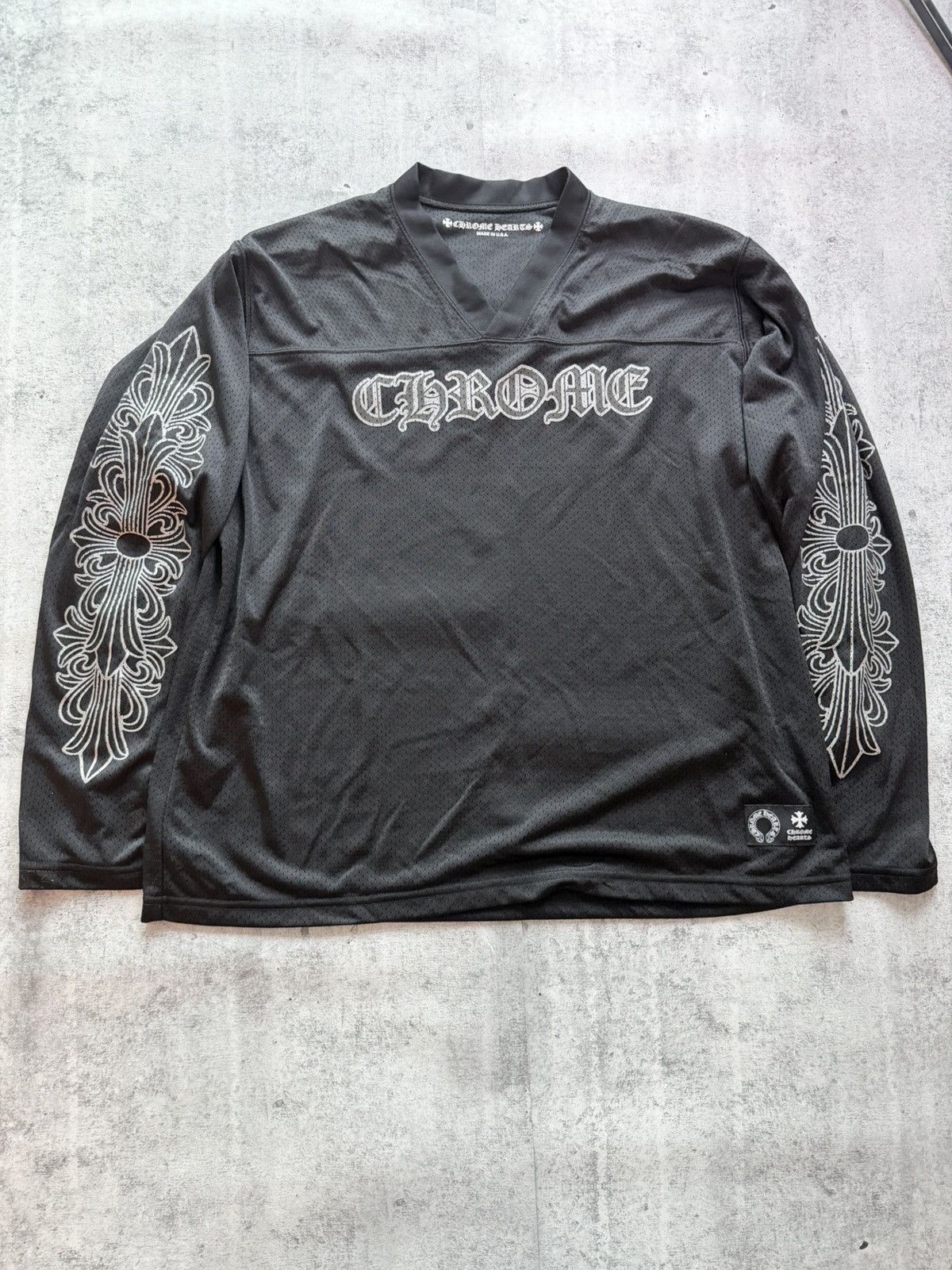 Chrome Hearts Chrome Hearts Black Mesh Warm Up Long Sleeve Jersey