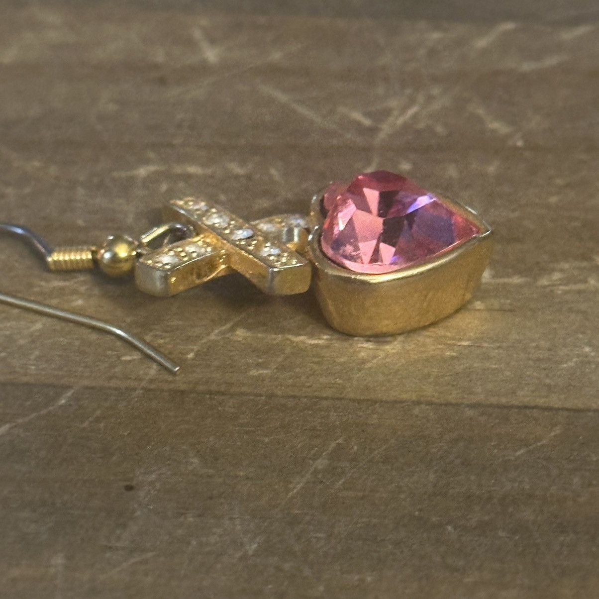 Other Pink gemstone dangle heart hook earrings Size ONE SIZE - 4 Thumbnail