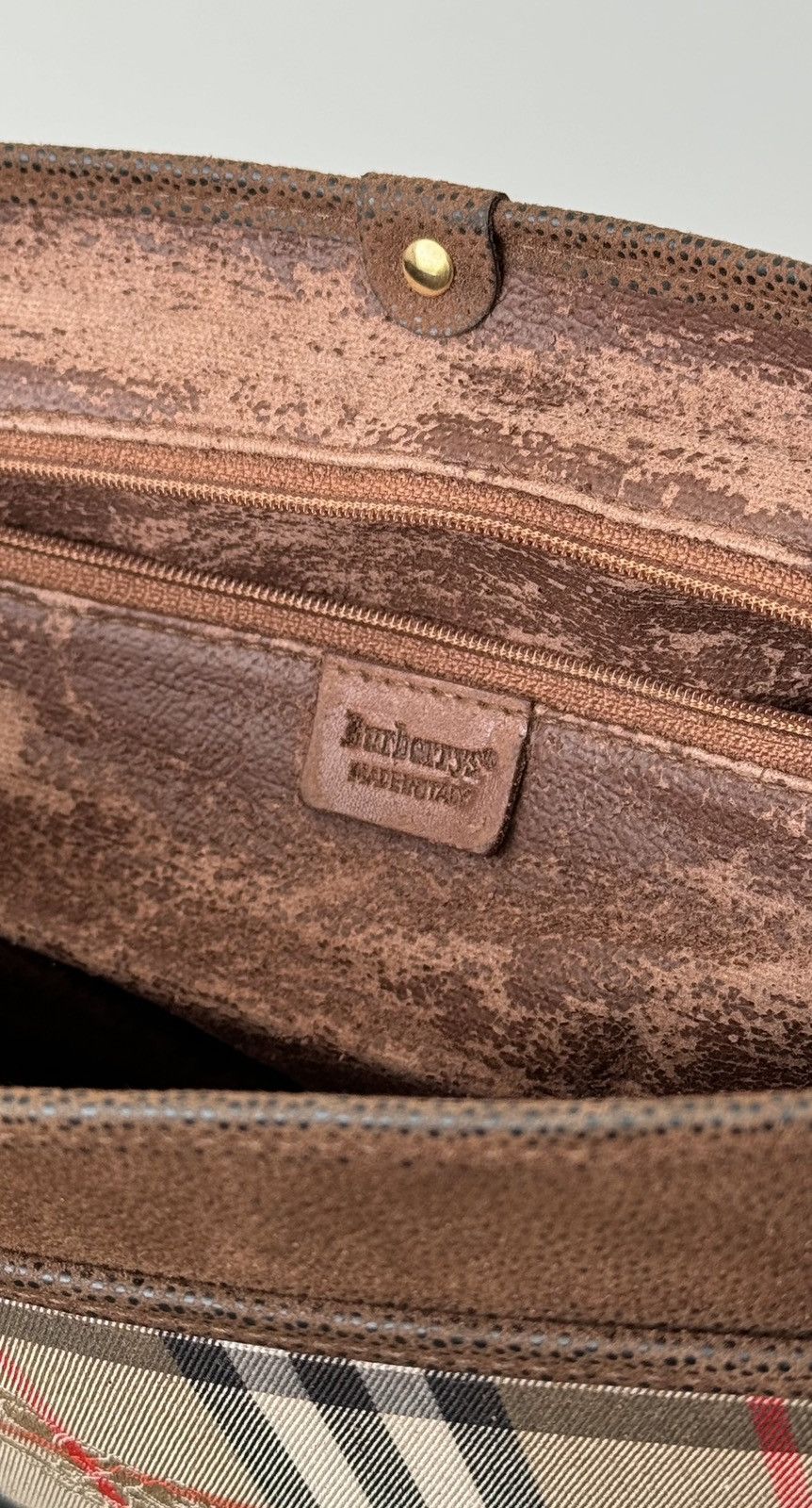 Burberry × Vintage Vintage 80s Burberrys Nova Check Leather/Canvas Shoulder Bag Size ONE SIZE - 8 Thumbnail