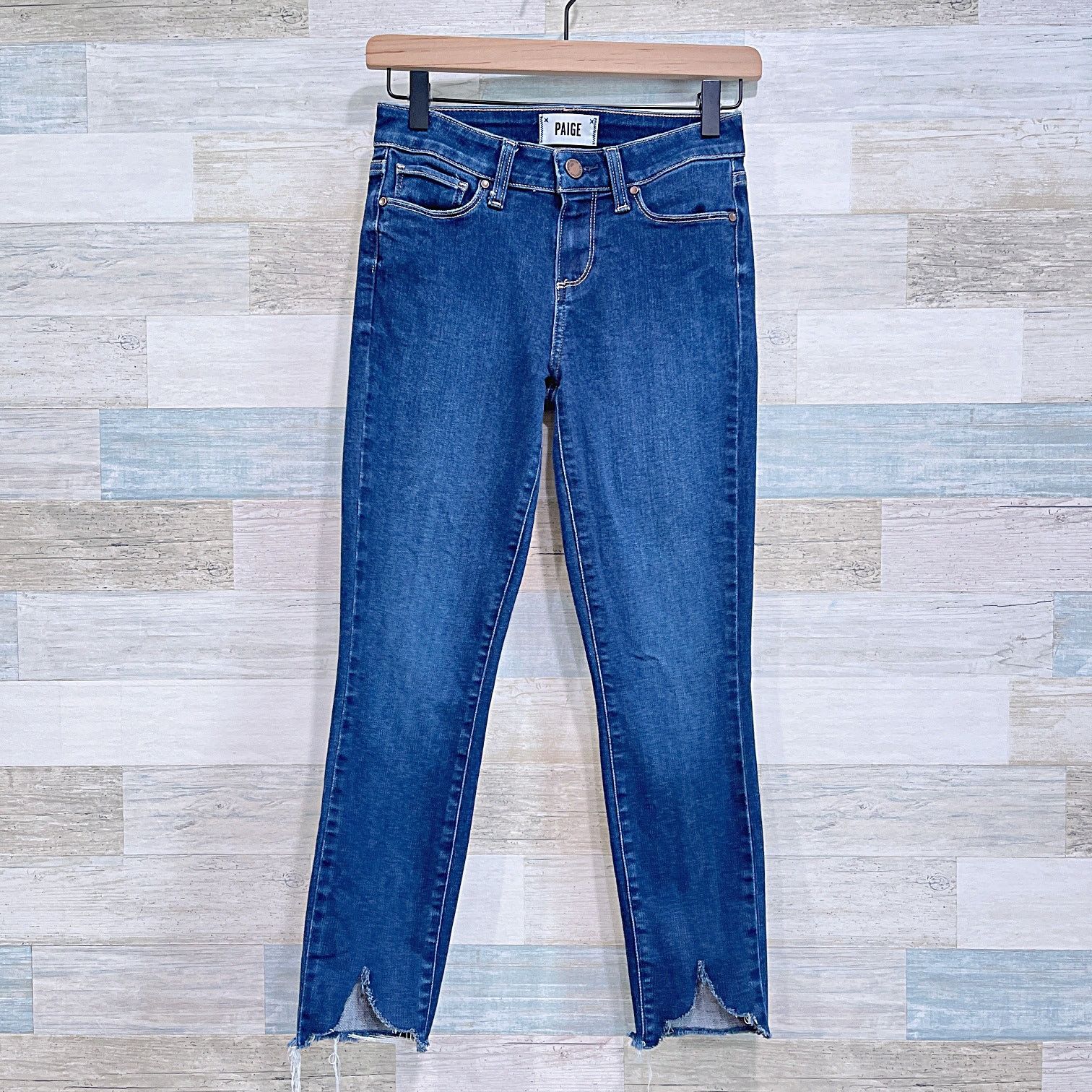 Paige PAIGE Verdugo Crop Skinny Jeans Blue Dark Wash Mid Rise 25 Size 25" / US 0 / IT 36 - 1 Thumbnail