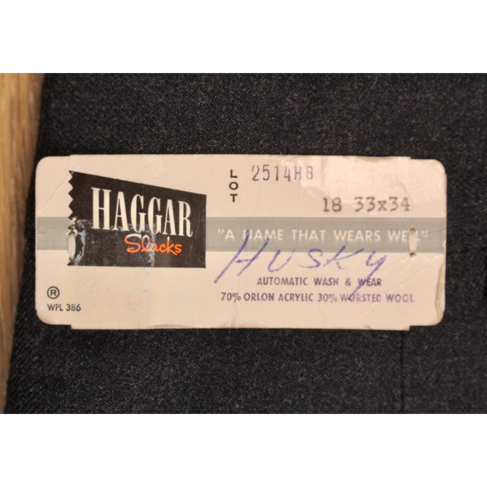 Haggar VINTAGE Men's VTG 1950s 1960s NOS Dark Grey Tapered Drop Loop Pants 32x34 50s Trousers Haggar Peg/Tapered Mens Size US 32 / EU 48 - 4 Thumbnail