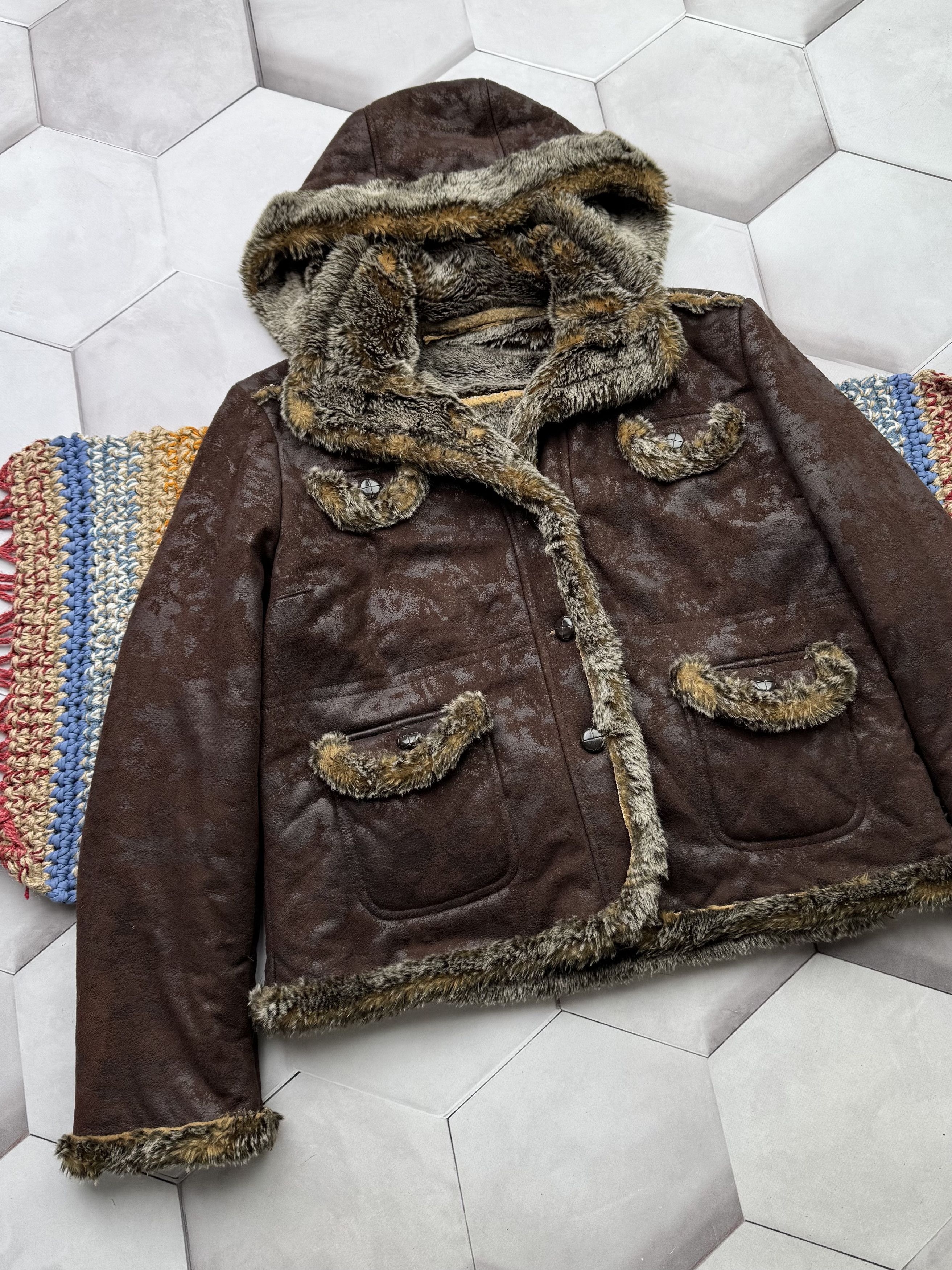 Vintage Vintage Faux Sheepskin Cropped Jacket With Hood (E4) Size M / US 6-8 / IT 42-44 - 2 Thumbnail