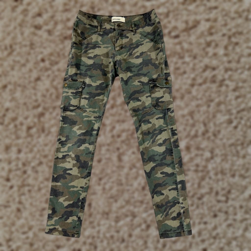 Vintage Sullivan Womens Jeans Skinny Green Woodland Camo Cotton Blend 24x27 Small Regular 5-Pocket Stretch Elastic Waist Denim Modern 24 27 Mens? Size 28" / US 6 / IT 42 - 1 Thumbnail