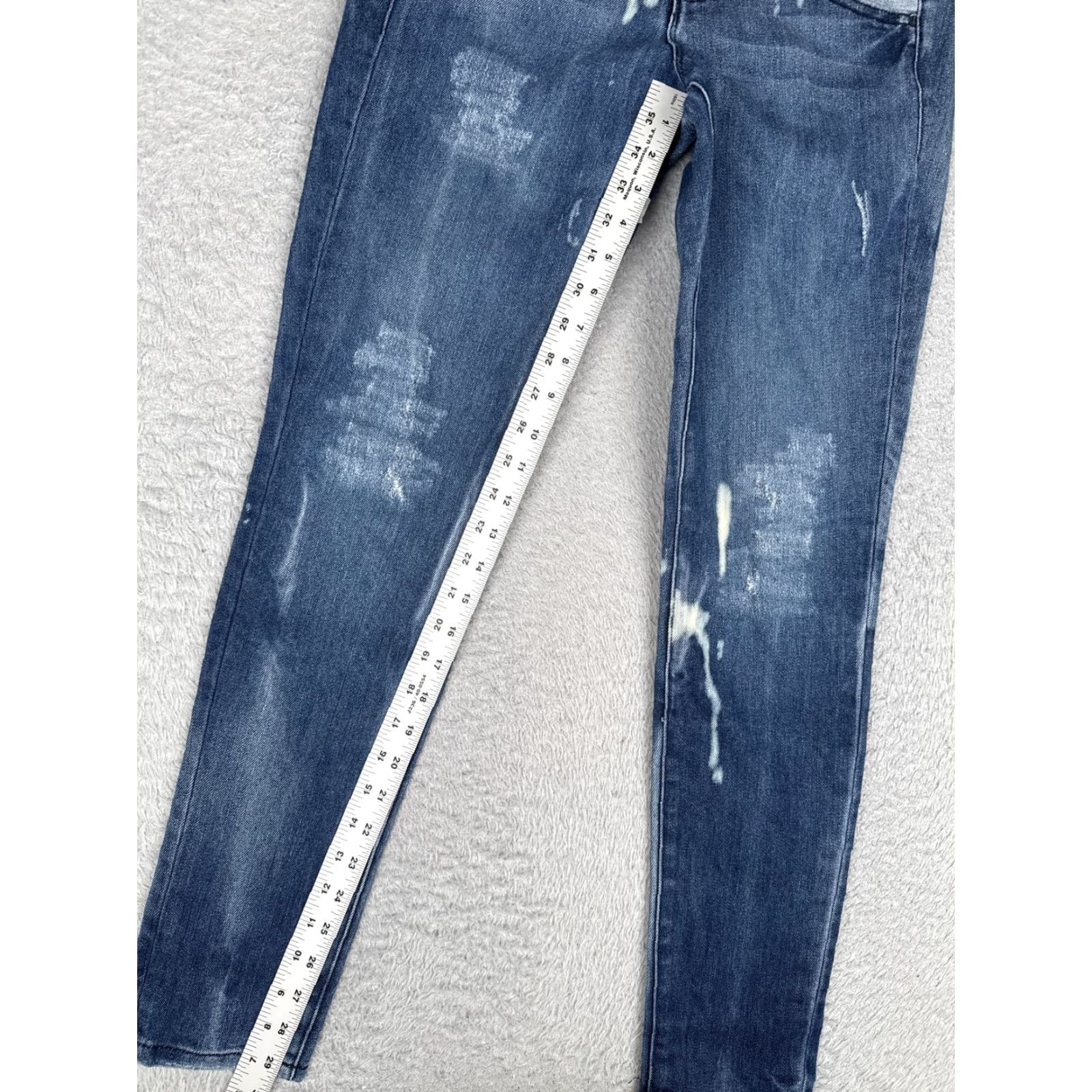 Bebe Bebe Jeans Womens Skinny 27 Blue Med Wash Low Rise Distressed Slim 29x30 Denim Size 27" / US 4 / IT 40 - 7 Thumbnail