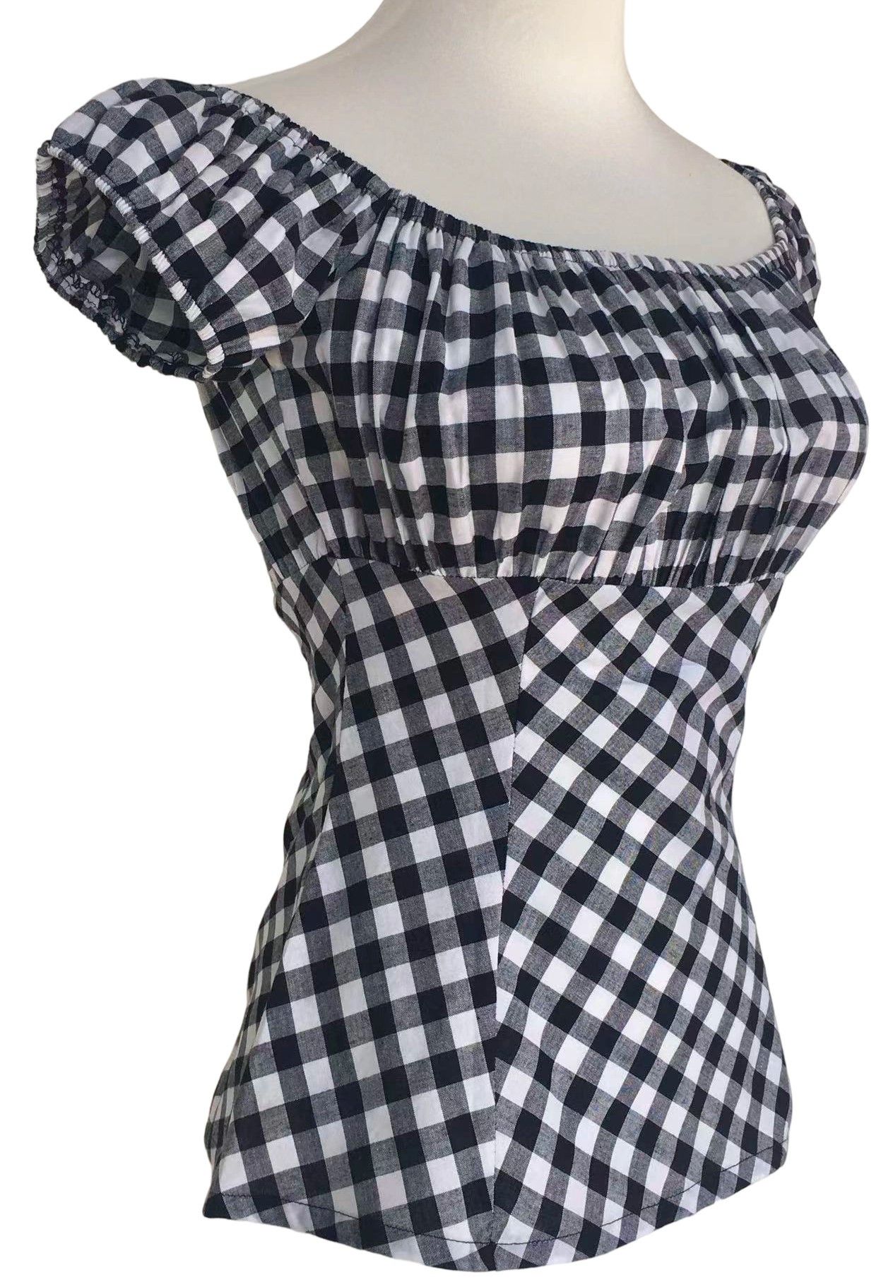 Other Women tops black and white check off shoulder slim fit Size XXL / US 16-18 / IT 52-54 - 2 Thumbnail