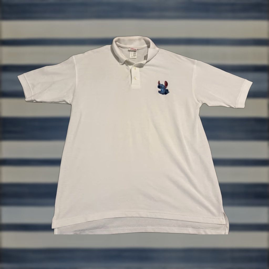 Disney VINTAGE Disney Lilo & Stitch Polo Shirt Men L White Embroidered Short Sleeve Size US L / EU 52-54 / 3 - 1 Thumbnail