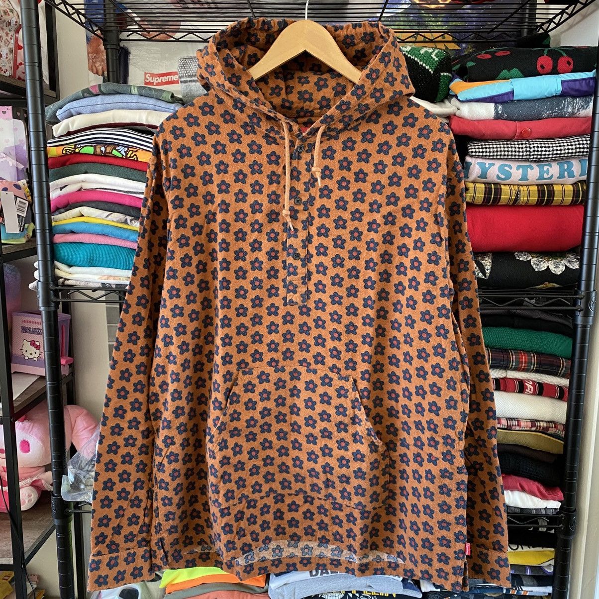 Supreme Supreme Hooded Flower Shirt Orange 2015 Vintage Designer Size US XL / EU 56 / 4 - 1 Thumbnail