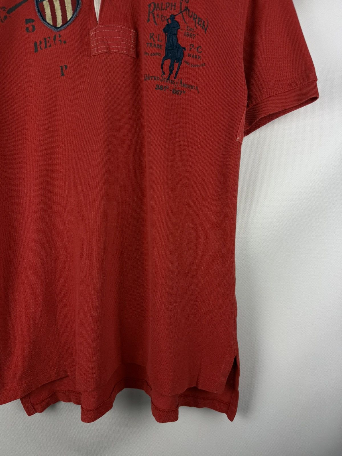 Polo Ralph Lauren Polo By Ralph Lauren Vintage Men USA Flag Logo Polo T Shirt Size US L / EU 52-54 / 3 - 6 Thumbnail