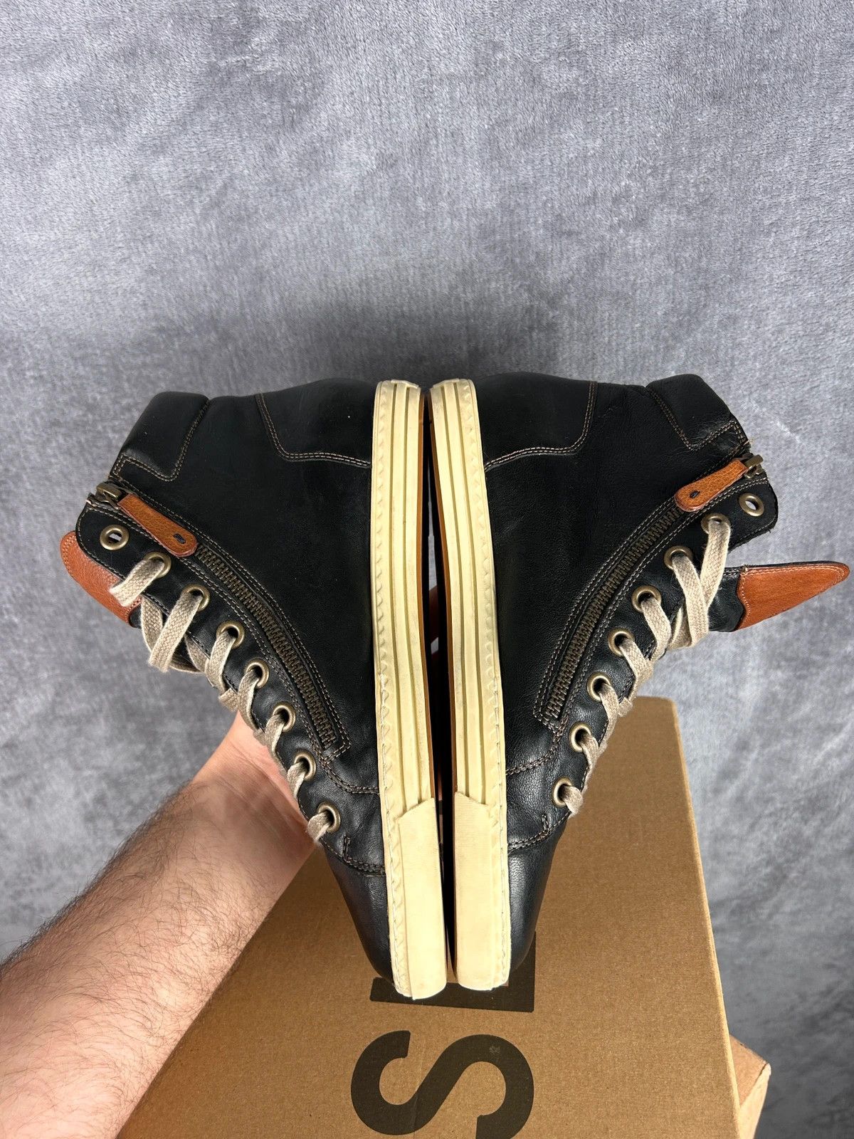 Designer Paul Green Handmade high sneakers leather mini logo Size US 7 / EU 40 - 9 Thumbnail