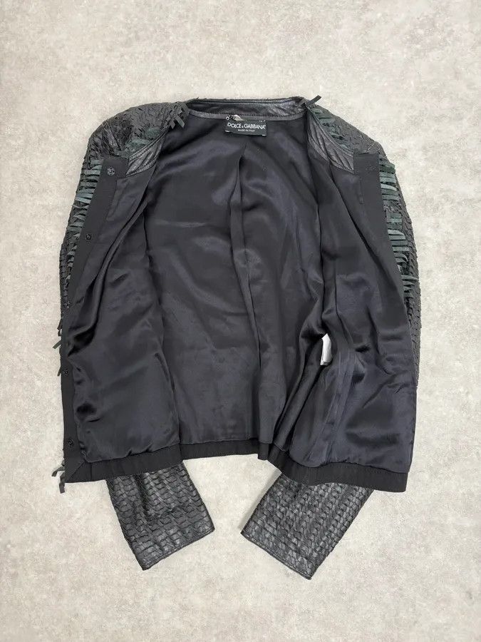 Dolce & Gabbana 2000s Dolce & Gabbana Woven Black Leather Jacket Size US XS / EU 42 / 0 - 7 Thumbnail