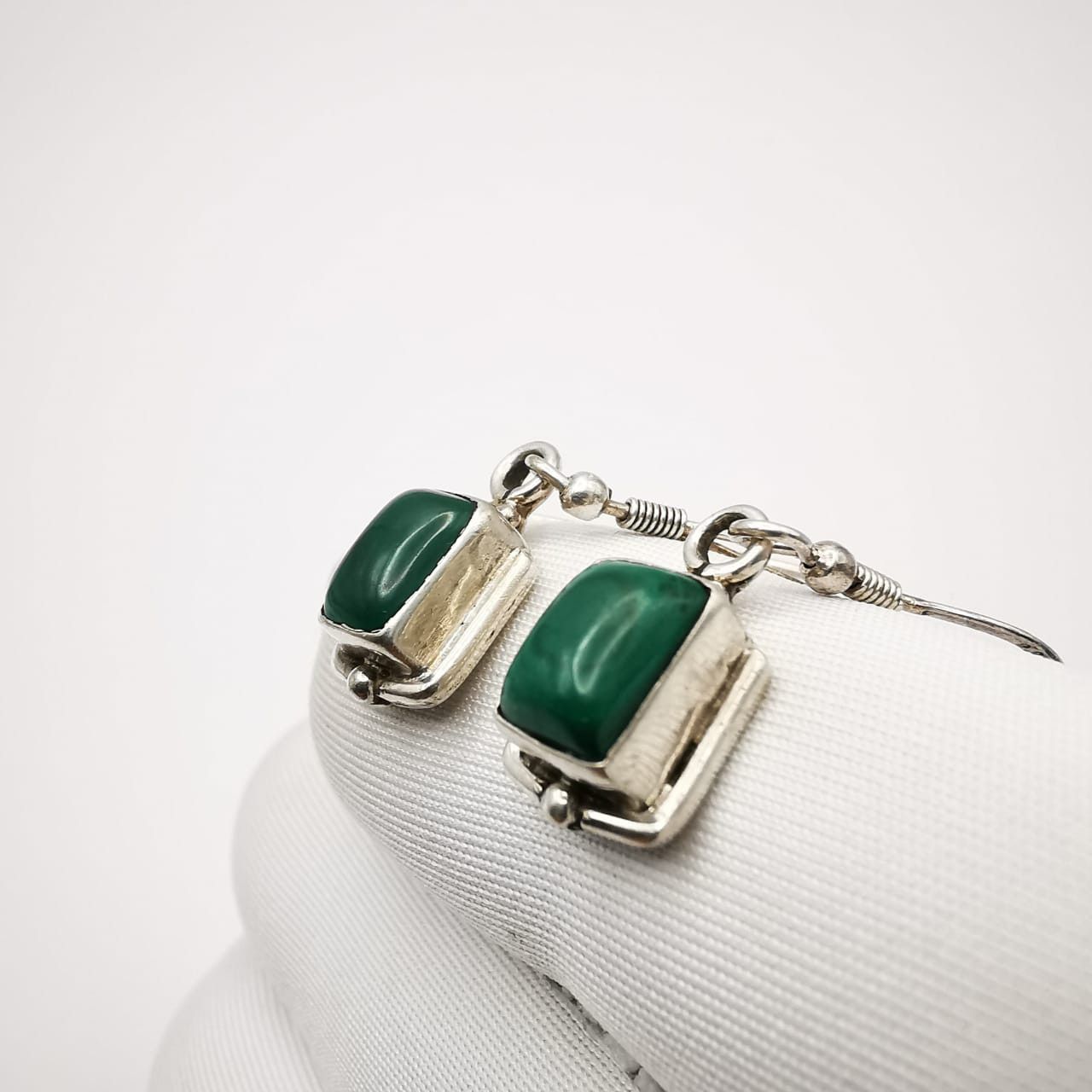 Vintage Vintage Earrings Malachite Box 925 Sterling Silver, Size ONE SIZE - 4 Thumbnail