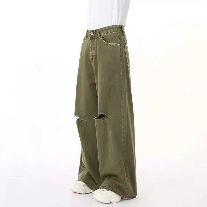 Jean Retro green ripped straight jeans Size US 32 / EU 48 - 2 Thumbnail