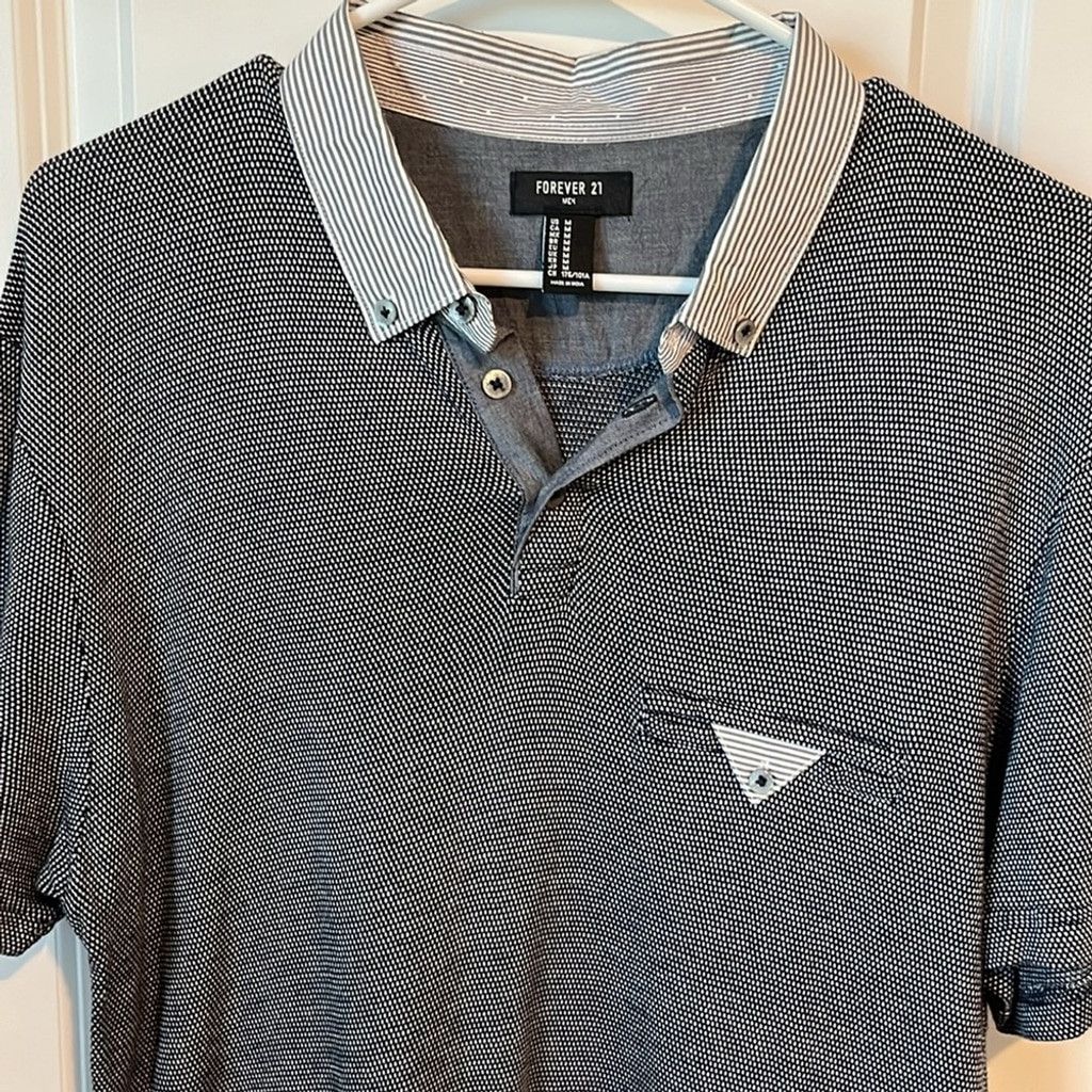 Forever 21 Forever21 Mens Short Sleeve Shirt - Navy/Black/Grey Size US L / EU 52-54 / 3 - 3 Thumbnail