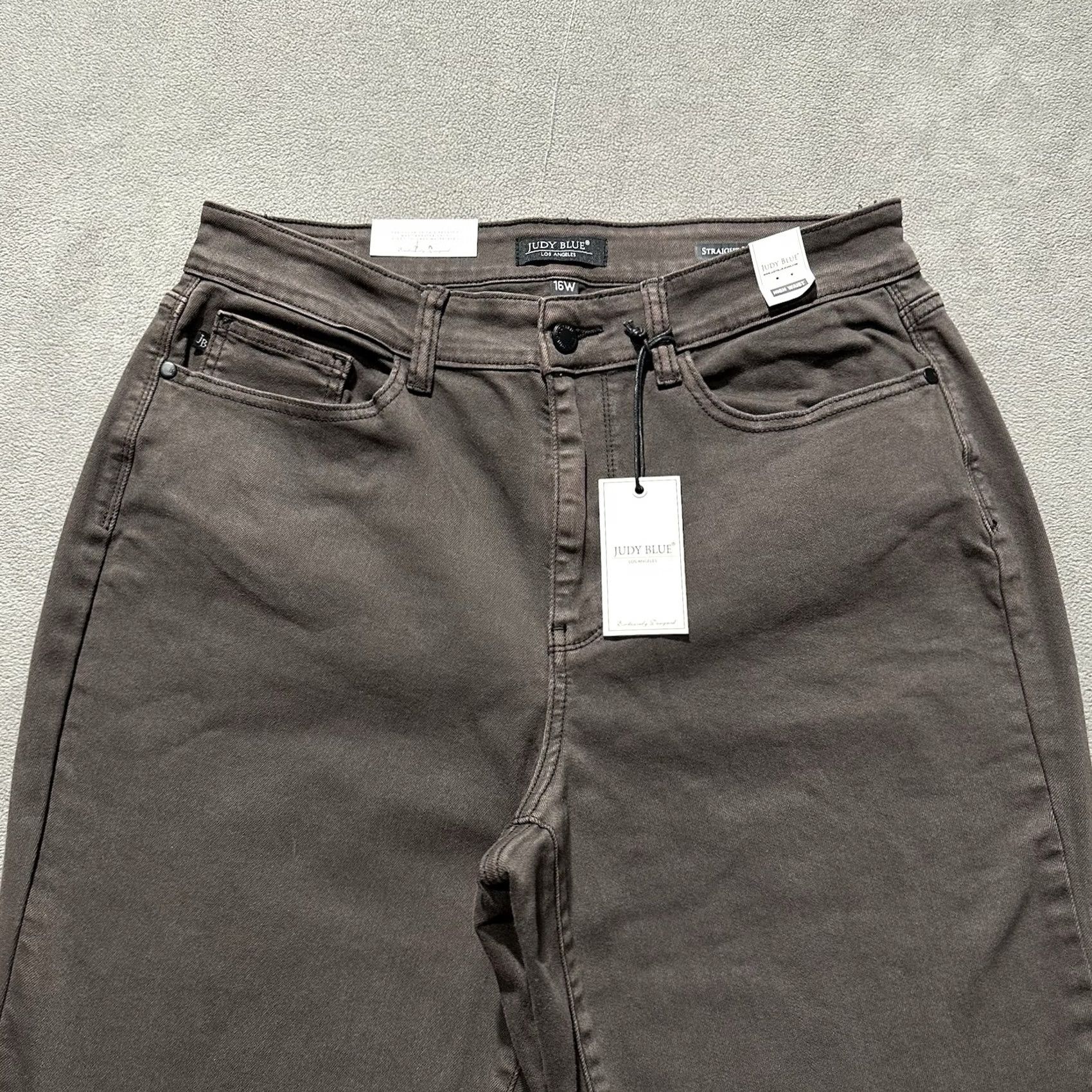 Vintage NWT Judy Blue Jeans Women 16W Dark Brown Straight Fit Raw Hem JB82531C-PL Size 38" / US 16 / IT 52 - 3 Thumbnail
