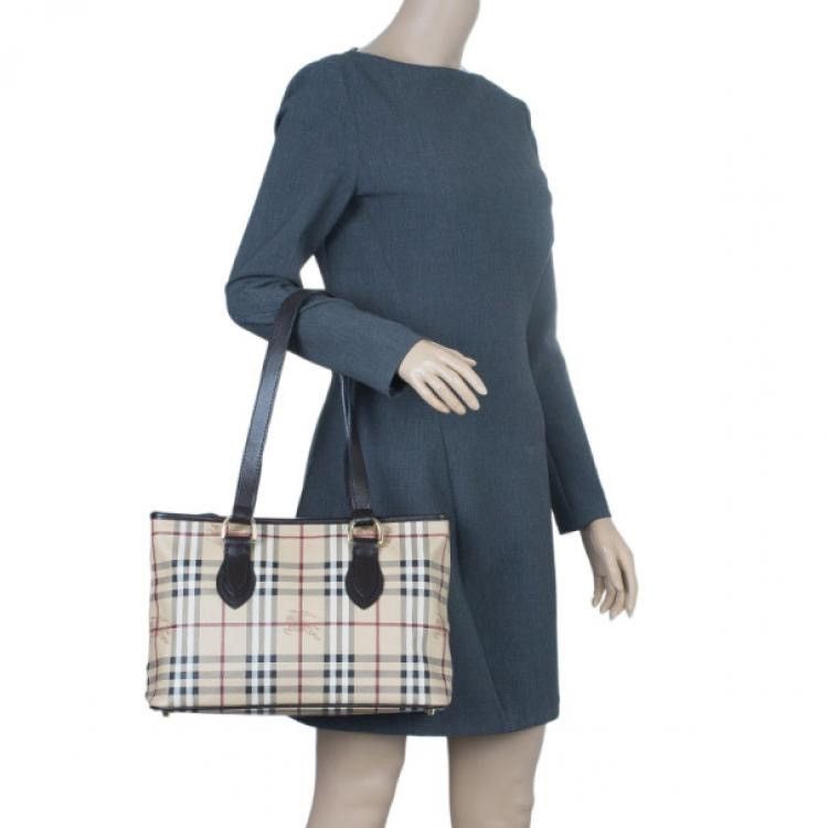 Burberry BURBERRY Beige Nova Check Coated Canvas Zip Tote Bag Size ONE SIZE - 9 Thumbnail