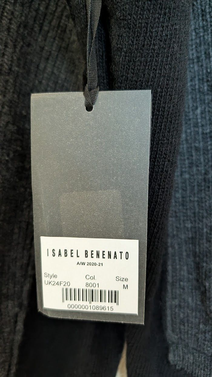 Isabel Benenato Grey & Black Dual Stitch Turtleneck 100% Virgin Wool Size US S / EU 44-46 / 1 - 3 Thumbnail