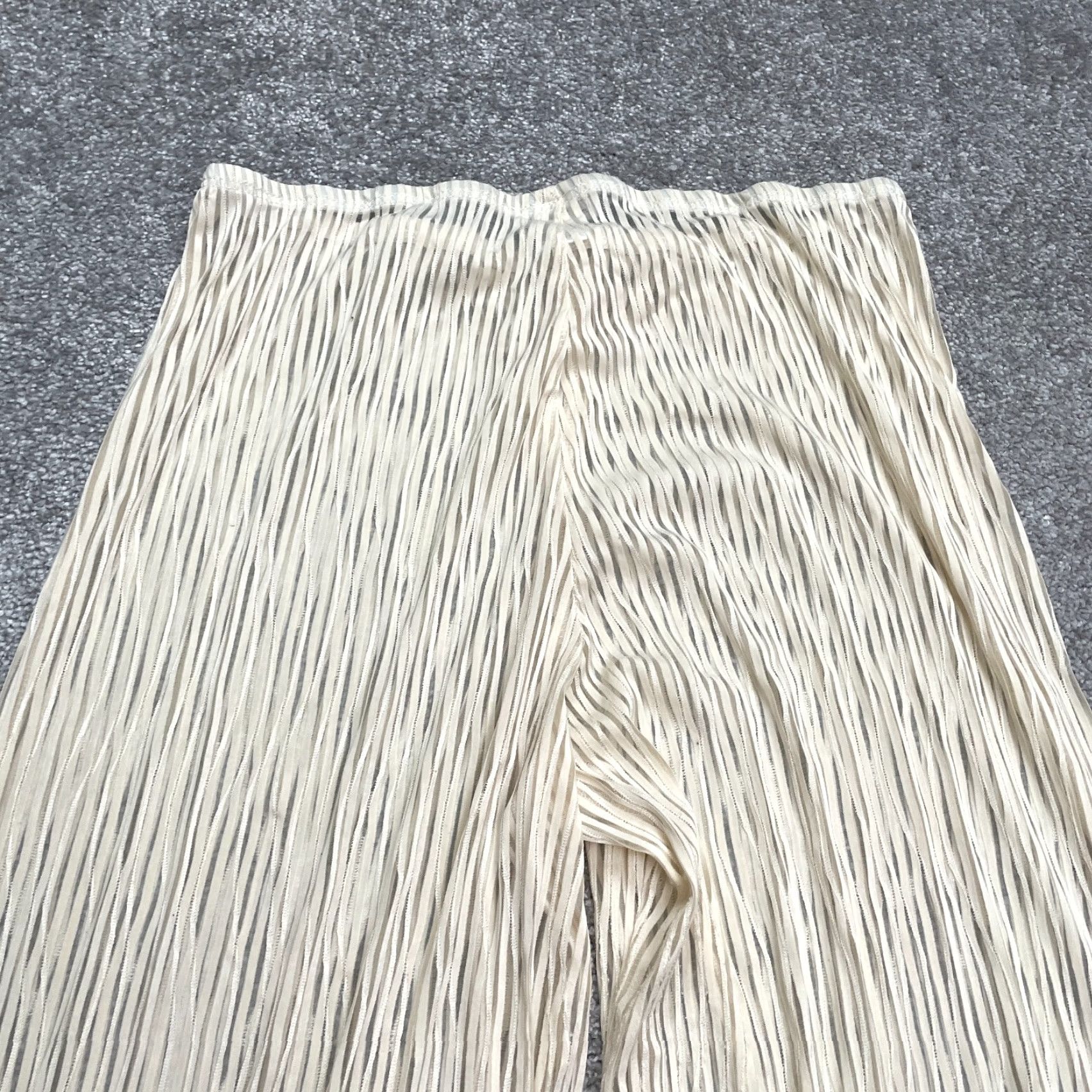 Vintage Jordan Taylor Women's XL Ivory Striped Sheer Cover Up Wide Leg Pants Beach Lightweight Size 40" / US 18 - 4 Thumbnail