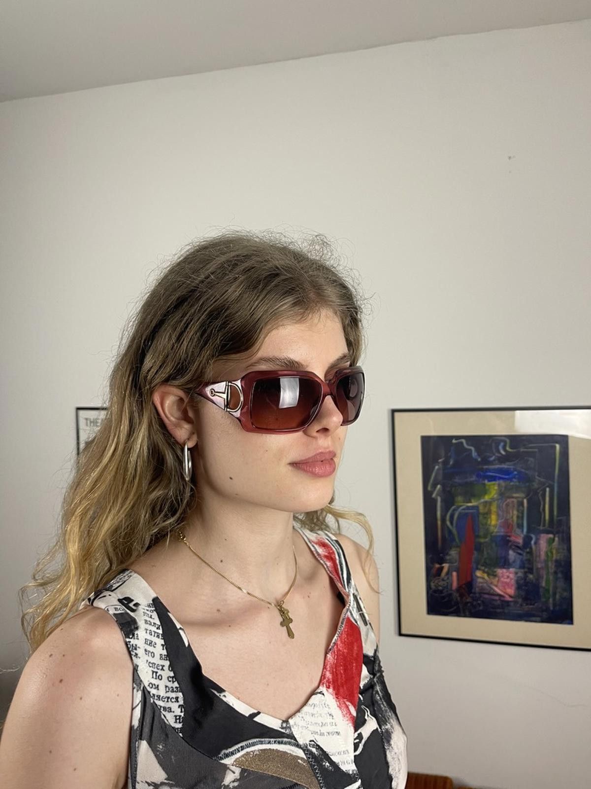Gucci Gucci - Oversized Burgundy Gradient Sunglasses Size ONE SIZE - 4 Thumbnail