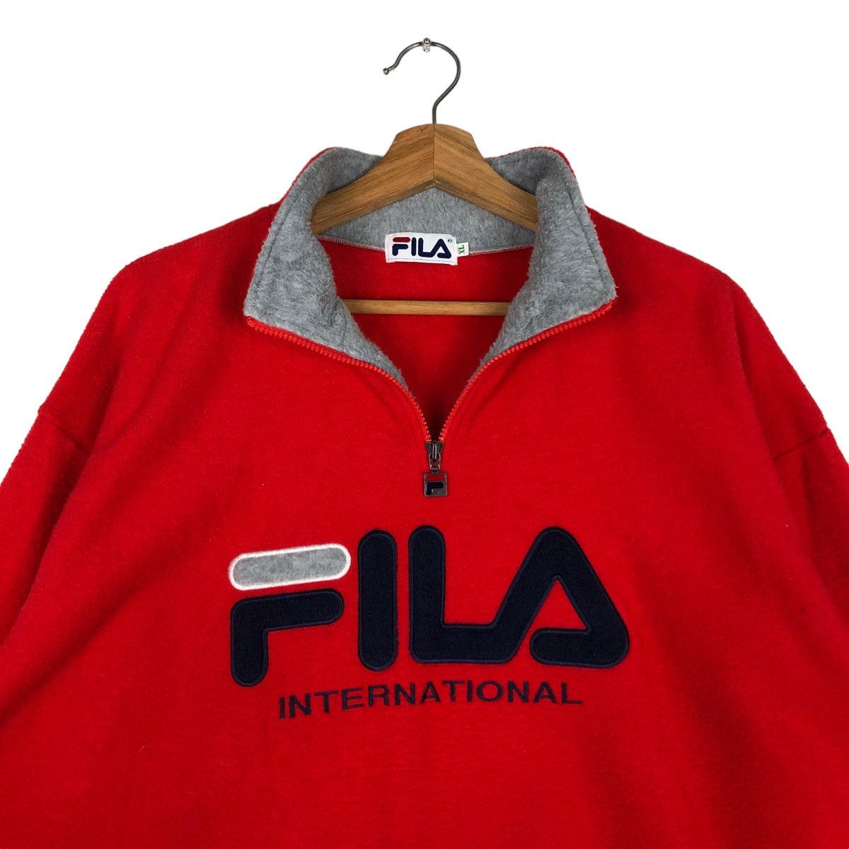 Japanese Brand 🔥Vtg Anorak Jacket Fleece Fila International Big Spell Out Size US XL / EU 56 / 4 - 11 Thumbnail