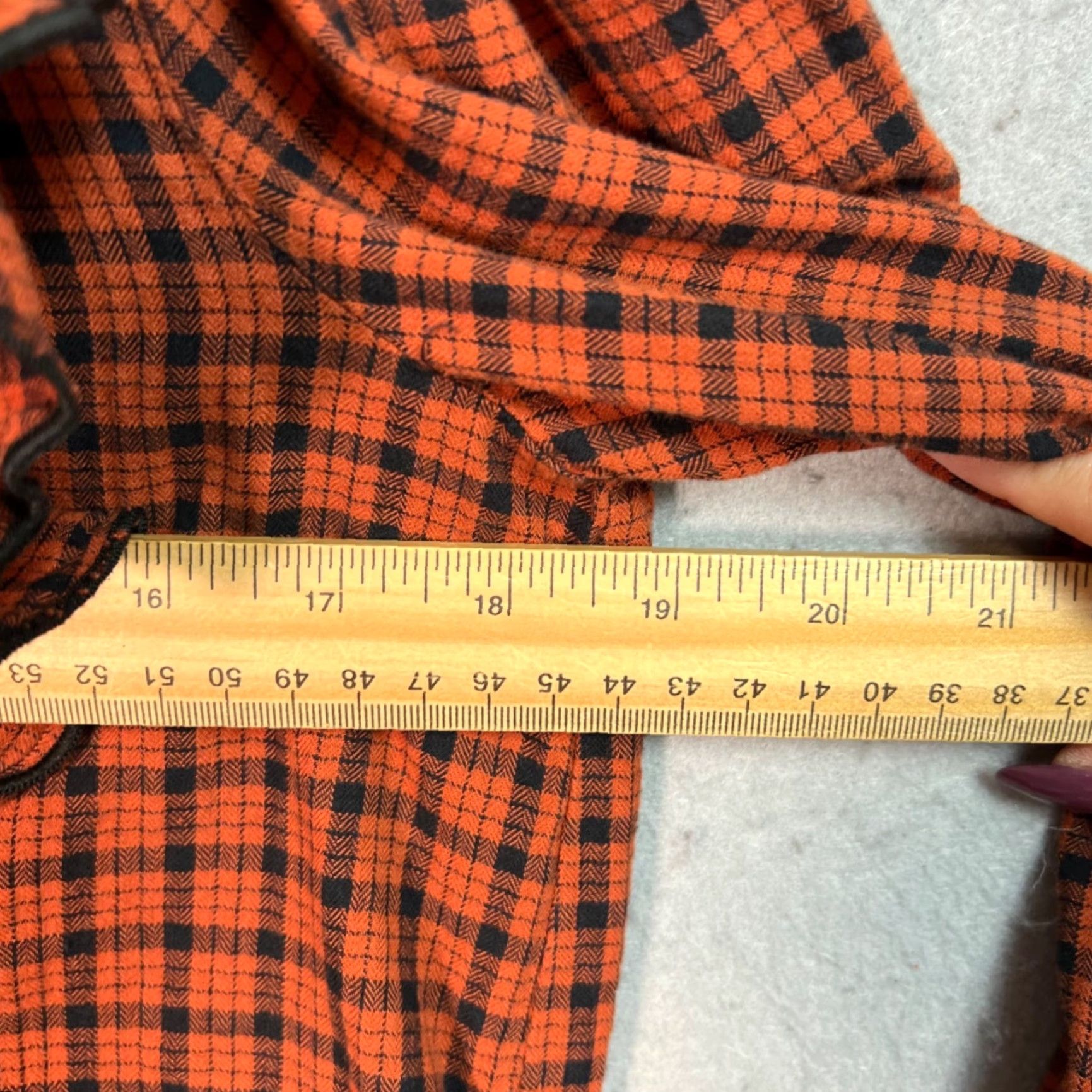 Madewell Madewell Shirt Womens Medium Orange & Black Plaid Ruffle Long Sleeve Top Size M / US 6-8 / IT 42-44 - 5 Thumbnail