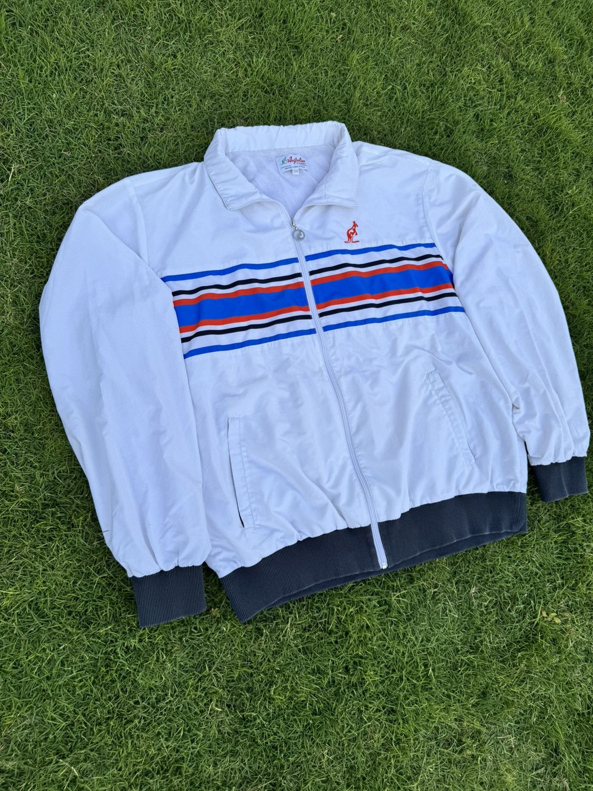 Vintage Australian Print Stripes men's tennis jacket Size US XL / EU 56 / 4 - 3 Thumbnail