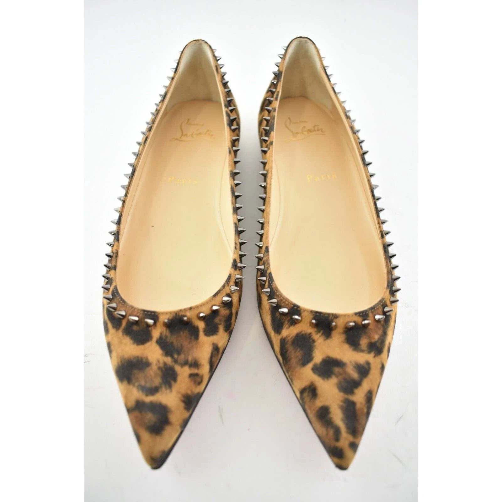 Christian Louboutin Christian Louboutin Anjalina Flat Leopard Black Brown Spike Size US 8 / IT 38 - 5 Thumbnail