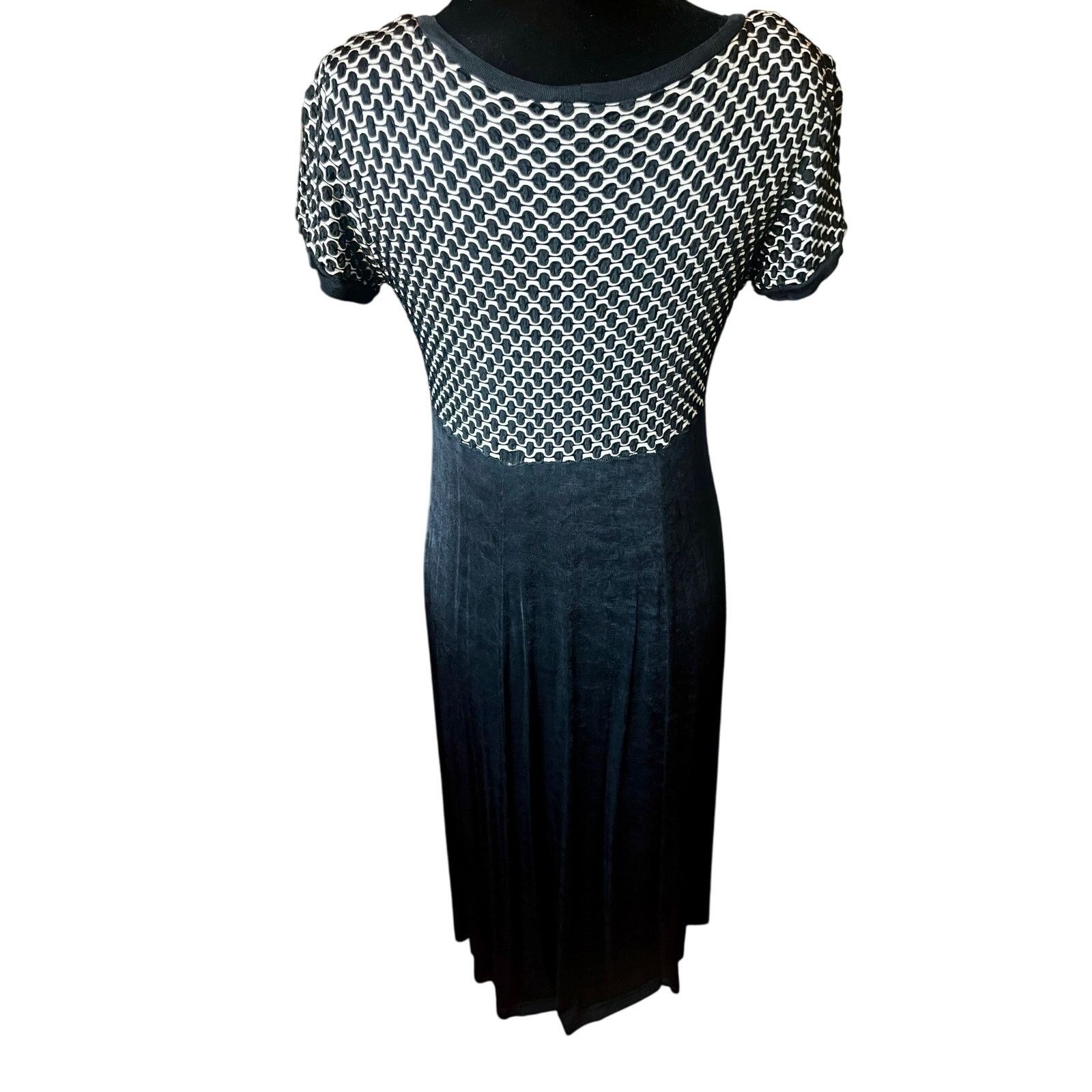 Vintage Vintage 80s Citi Black White Empire Maxi Dress Med Large Size M / US 6-8 / IT 42-44 - 3 Thumbnail