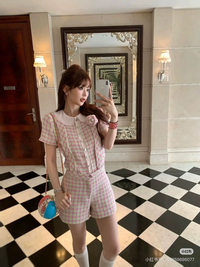 Chanel Chanel 25S pink plaid doll collar short-sleeved jacket Size XS / US 0-2 / IT 36-38 - 9 Thumbnail