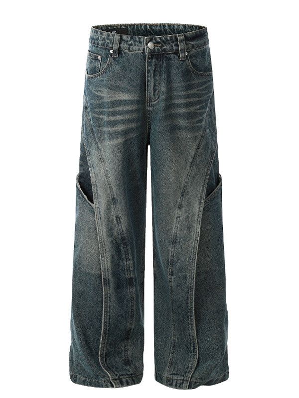 Vintage Retro casual loose distressed street style patchwork jeans Size US 32 / EU 48 - 5 Thumbnail