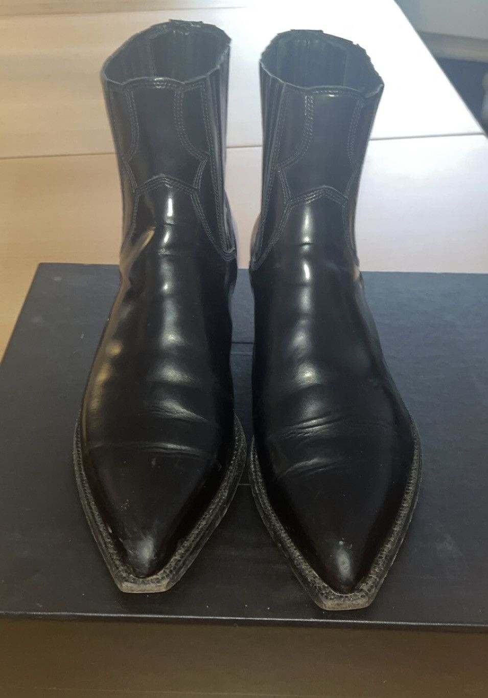 image of Saint Laurent Paris Saint Laurent Santiag Fw14 Boots in Black, Men's (Size 7)