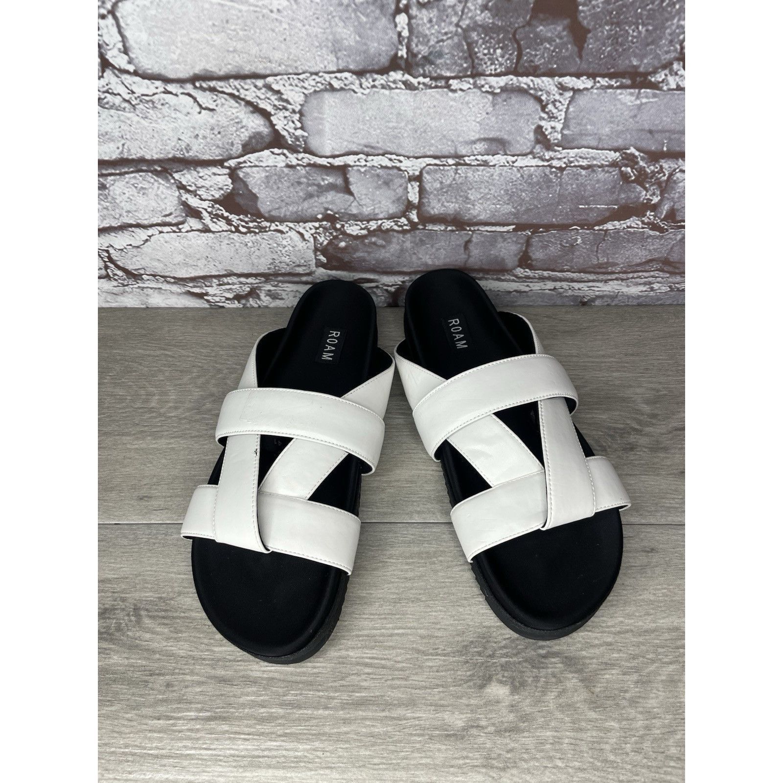 ROA Roam White Leather Ribbon Open Toe Straps Slides Sandals Wom Size US 10.5 / IT 40.5 - 10 Thumbnail
