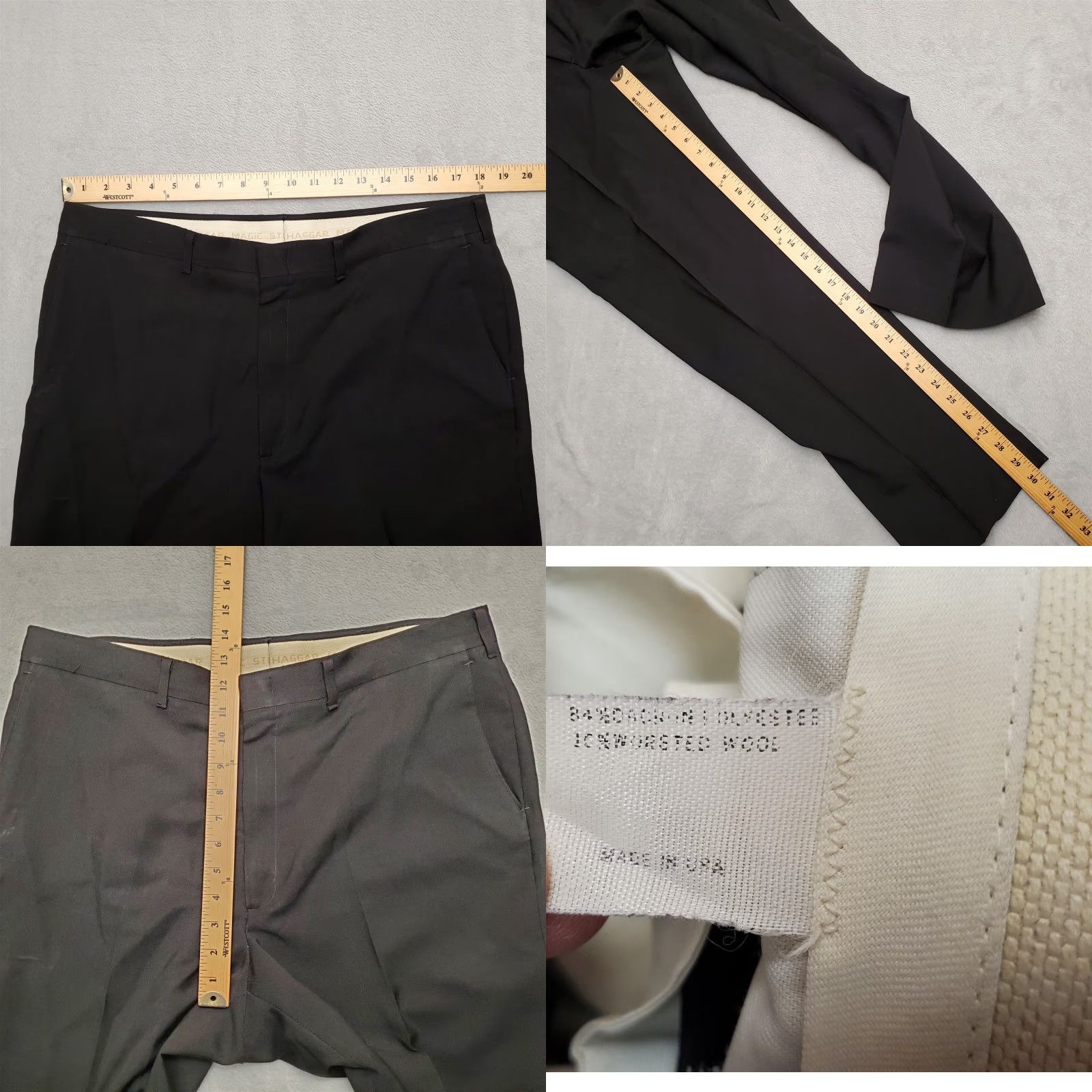 Haggar VINTAGE Haggar Pants Mens 366x31 Black Wool Blend Flat Front Magic Stretch Dress Casual Size US 36 / EU 52 - 8 Thumbnail