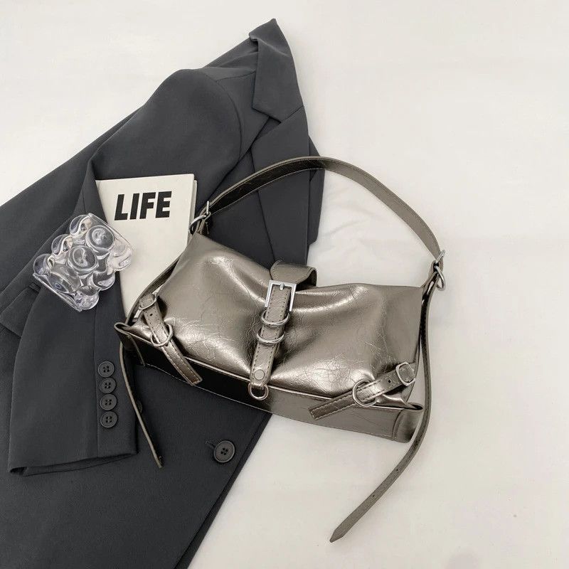 Leather Silver Leather Shoulder Bag Size ONE SIZE - 2 Thumbnail
