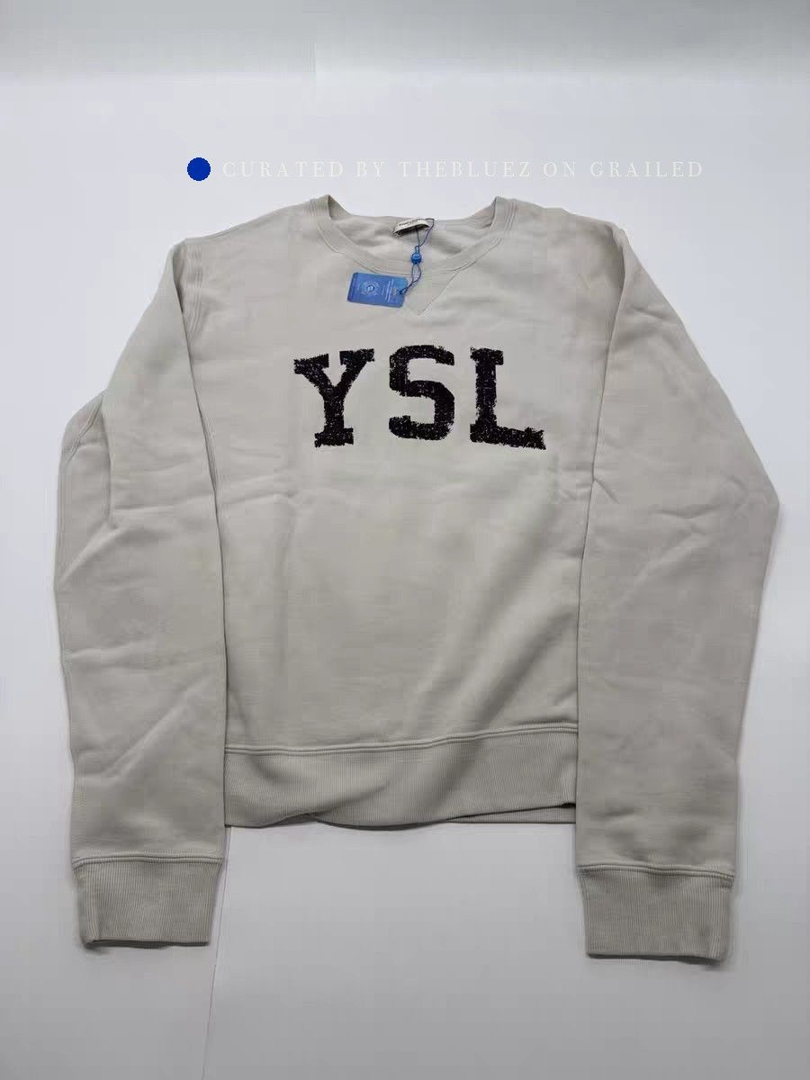 Saint Laurent Paris Beige Logo Sweatshirt in Size L Size US L / EU 52-54 / 3 - 1 Thumbnail