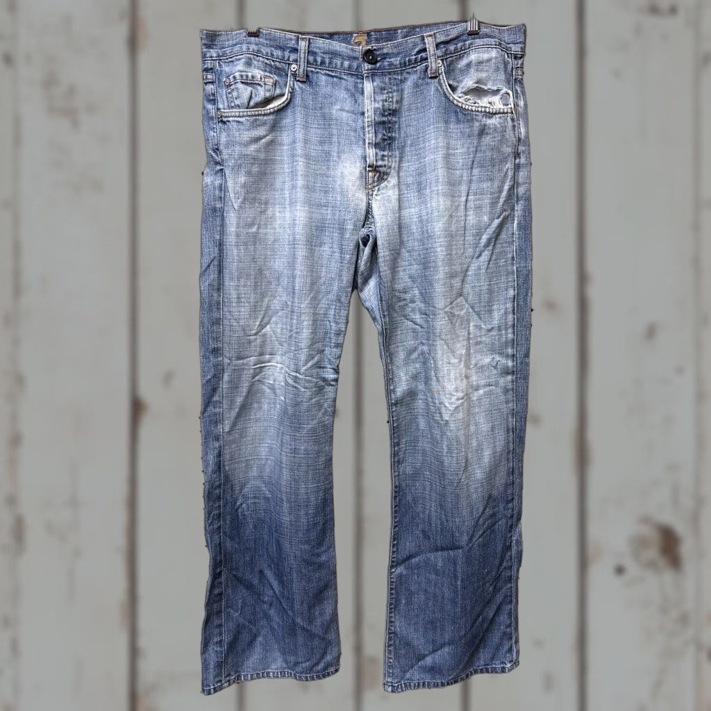 7 For All Mankind VINTAGE 7 For All Mankind Jeans 36x32 Relaxed Straight Blue Distressed Fade 5-Pocket Denim Pocket Jeans Mens Regular Modern 80s 90s Size US 36 / EU 52 - 1 Thumbnail