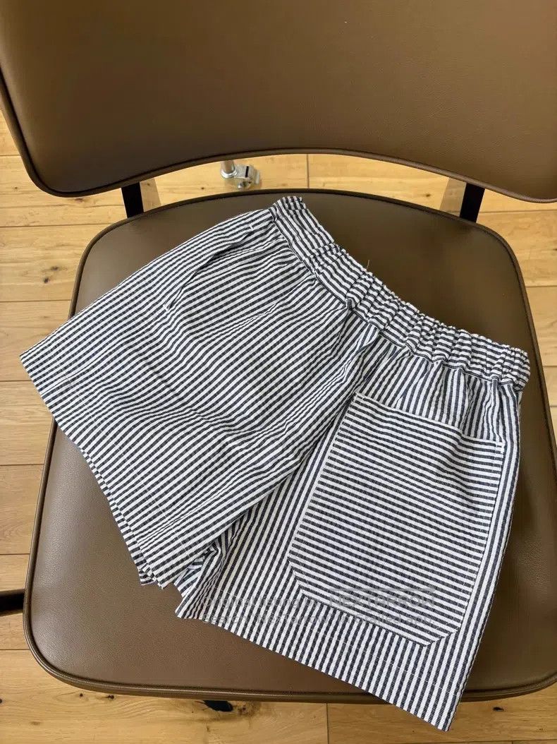 Hermes Hermes Blue and White Striped Drawstring Shorts, 98% Cotto Size 42" / US 20 - 7 Thumbnail