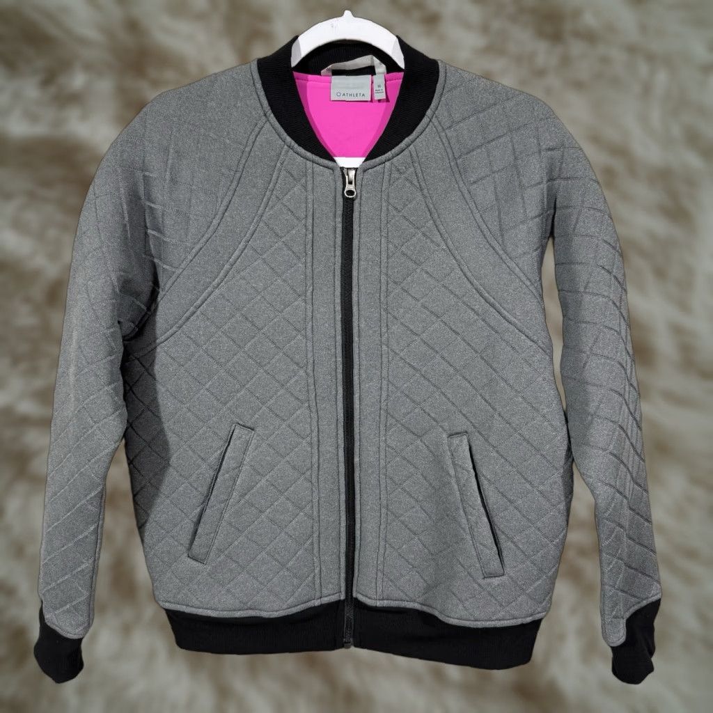 Athleta Athleta Jacket Womens Size M Gray Quilted Bomber Zipper Pockets Short Sleeve Modern Fall Winter Size M / US 6-8 / IT 42-44 - 1 Thumbnail