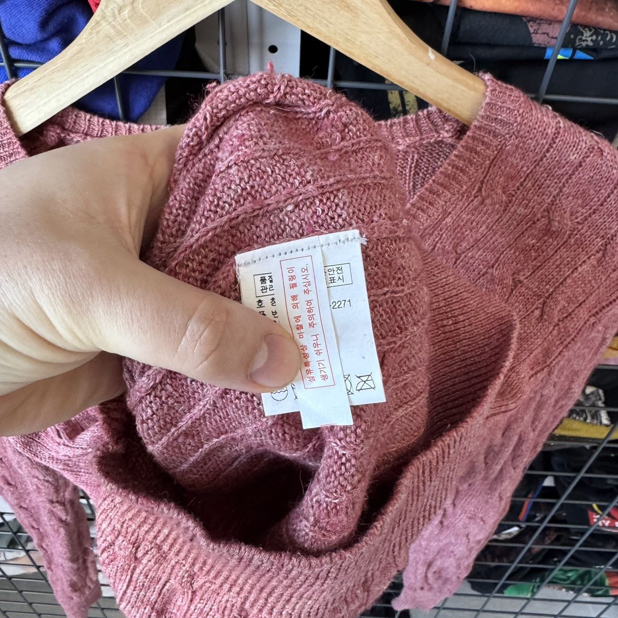 Polo Ralph Lauren Vintage Polo Ralph Lauren Cable Knit V-neck Pink Sweater Size S / US 4 / IT 40 - 7 Thumbnail