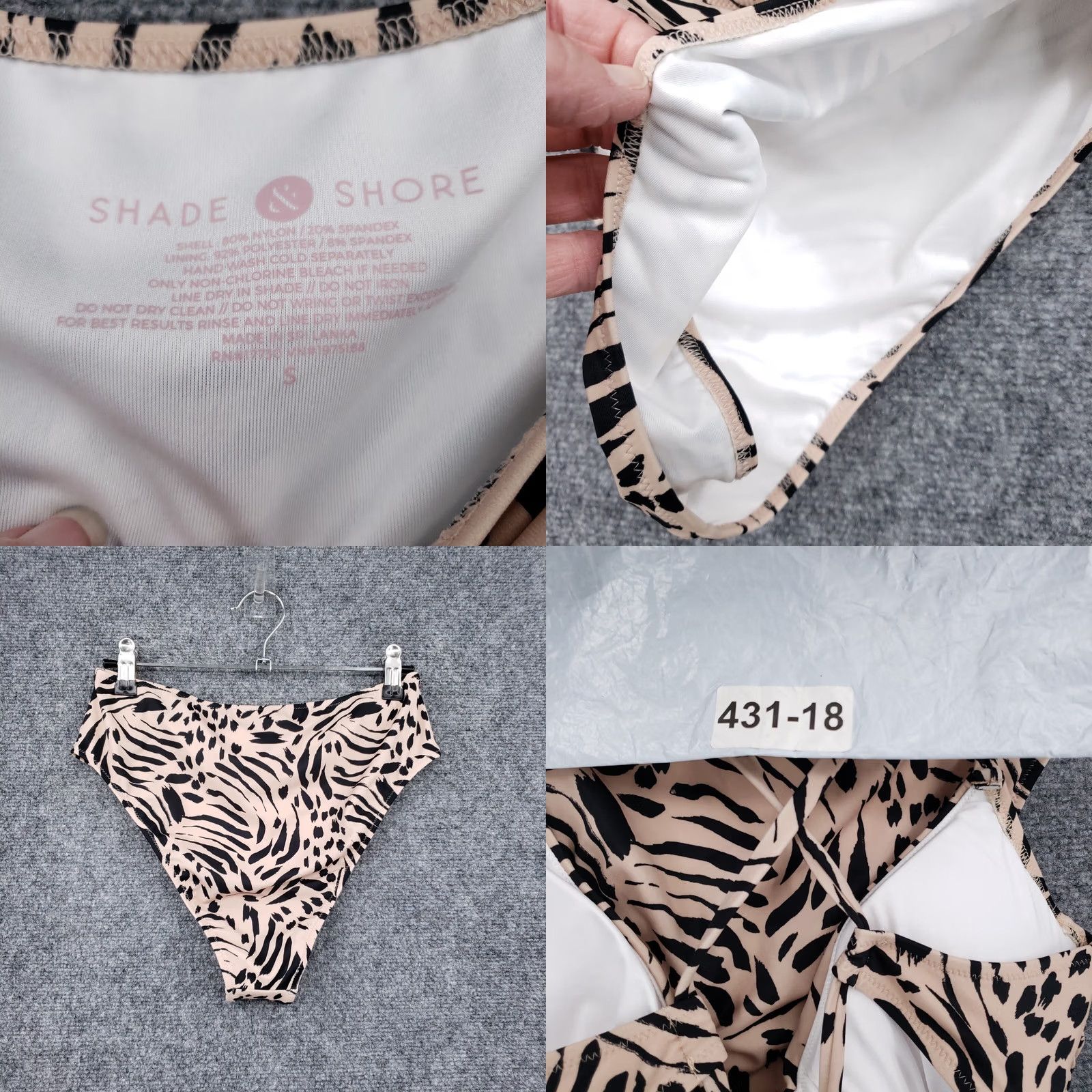 Vintage Shade & Shore Bikini Women 34C Beige Leopard Cheeky Two Piece Cross Back Bralette Swim Top Bottom Beach Size ONE SIZE - 9 Thumbnail