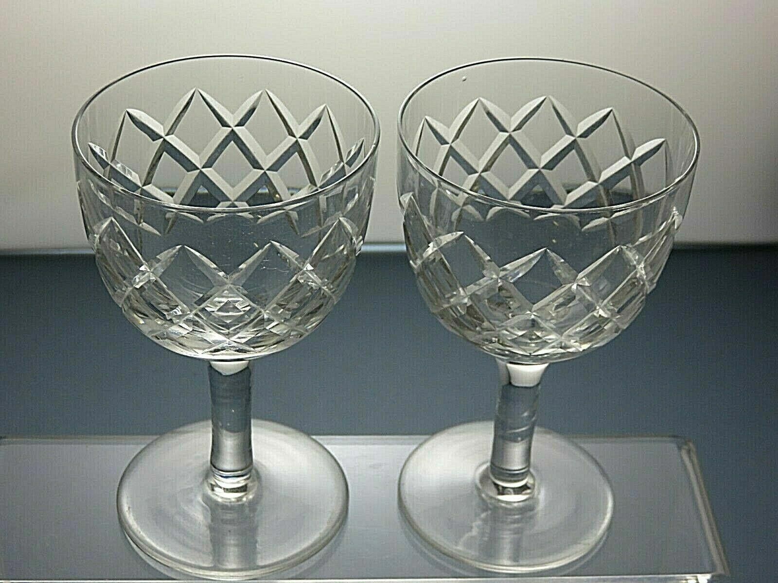 The Unbranded Brand Lead Crystal Cut Glass Clear Set Of 2 Wine Glasses 4 7/8" Size ONE SIZE - 4 Thumbnail