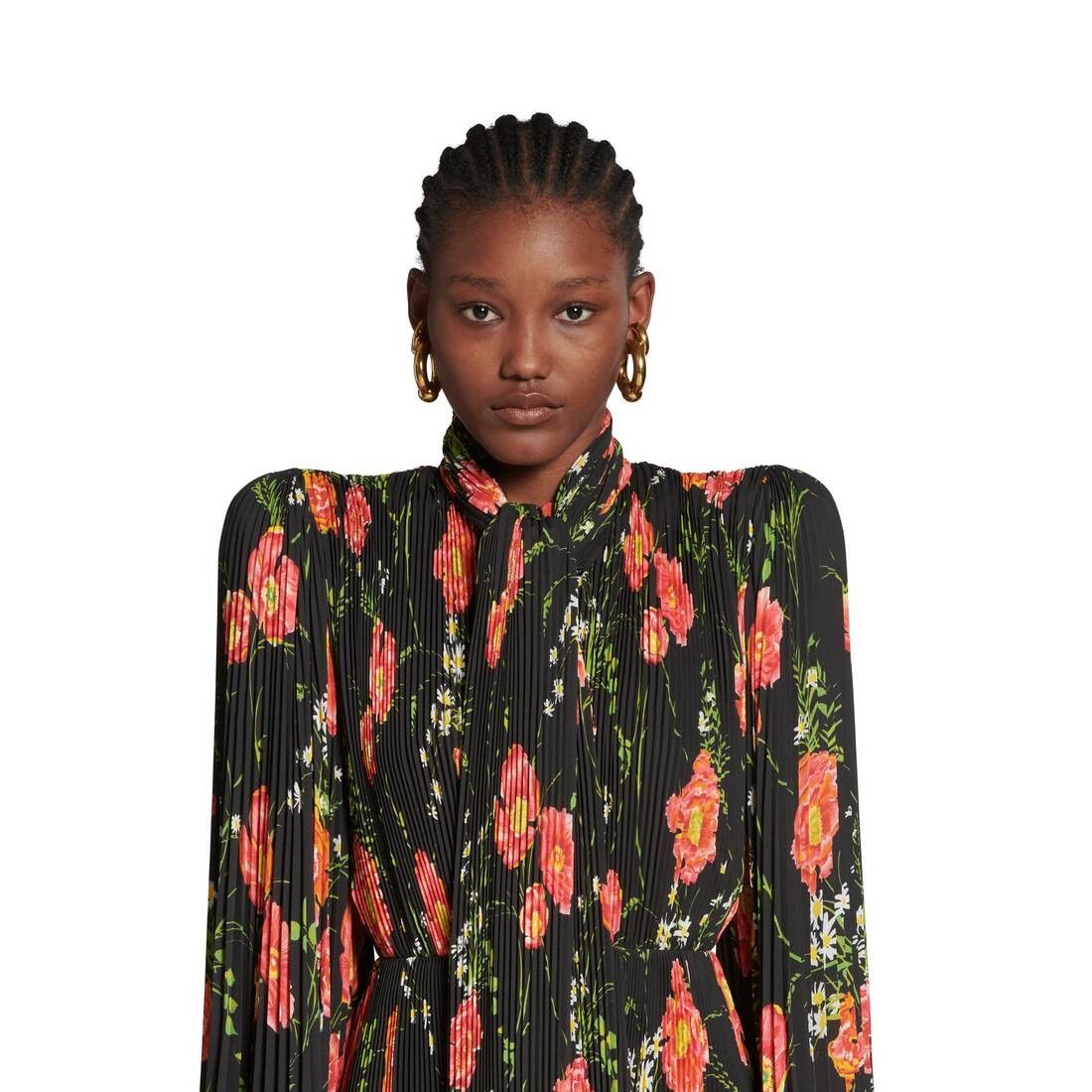 Balenciaga o1bcso1str0525 Poppy Scarf Pleated Dress in Multicolor Size M / US 6-8 / IT 42-44 - 5 Thumbnail