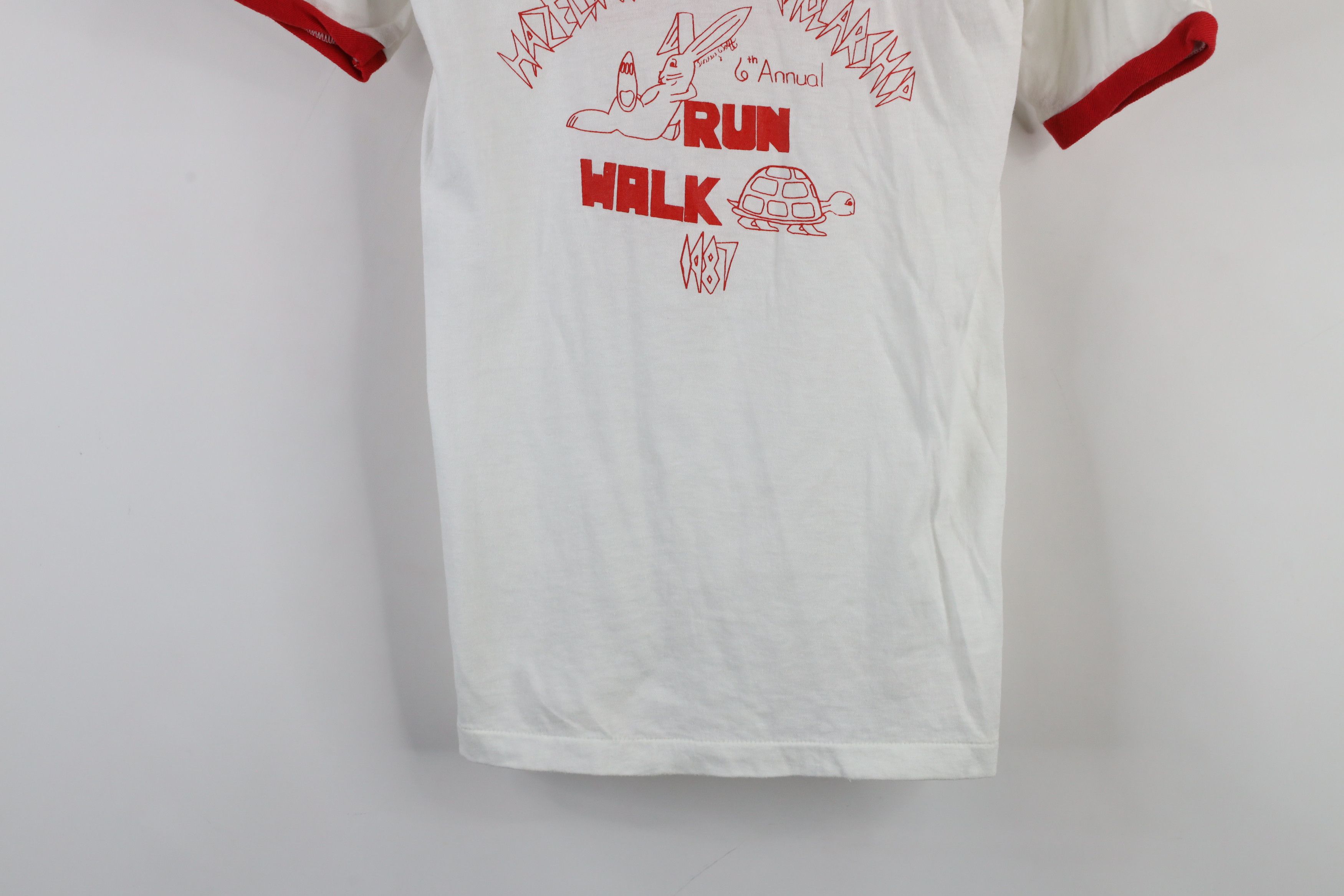 Vintage Vintage 80s Run Walk Short Sleeve Ringer T-Shirt USA Size S / US 4 / IT 40 - 3 Thumbnail