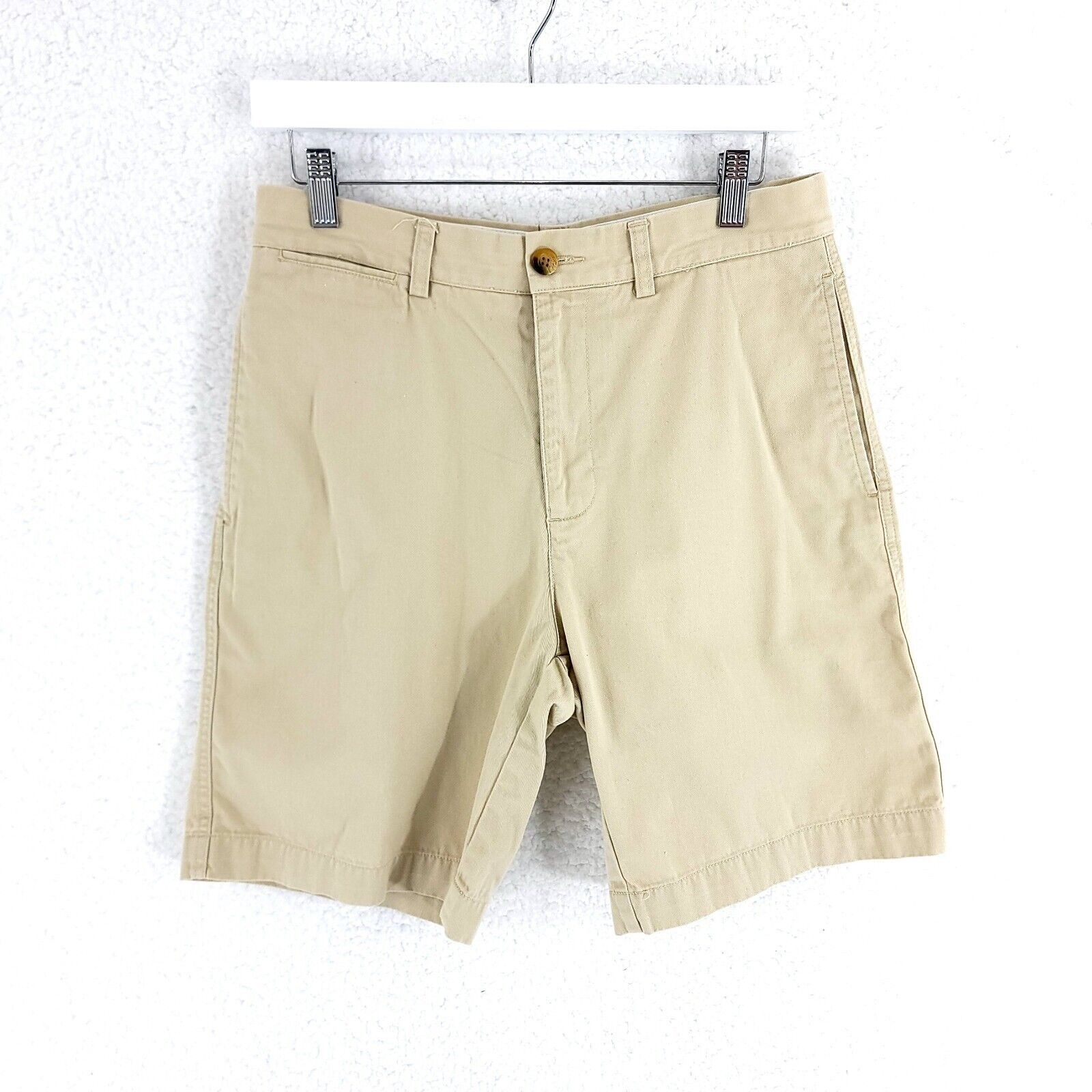 L.L. Bean L.L. Bean Tan Flat Front Cotton Chino Shorts Mid Rise 29/8.5 Size US 29 - 1 Thumbnail